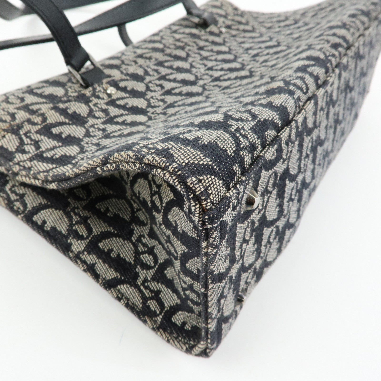 Christian Dior Trotter Saddle Jacquard Leather Shoulder Bag Black