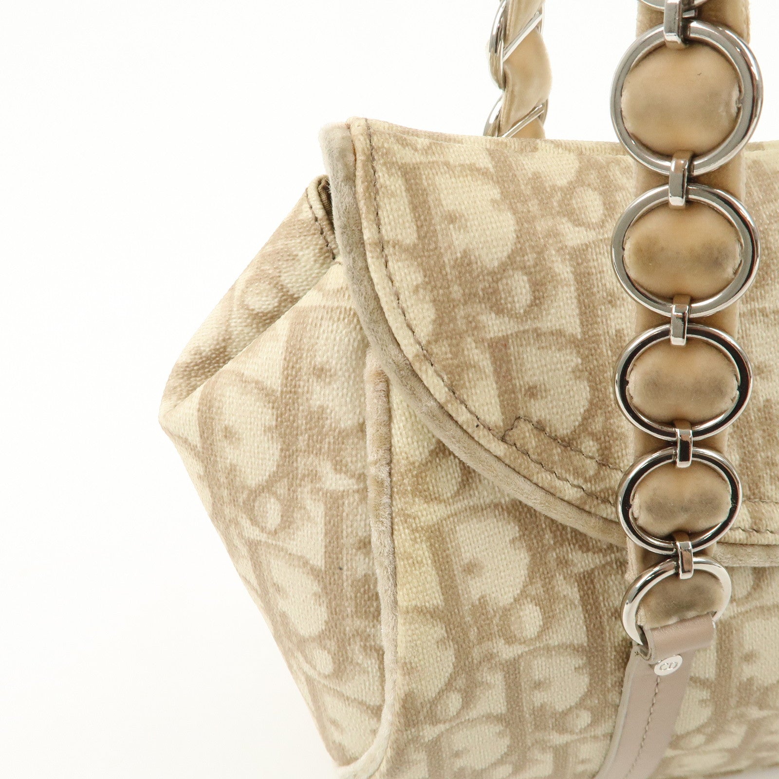 Christian Dior Romantic Trotter PVC Leather Shoulder Bag Hand Bag Beige