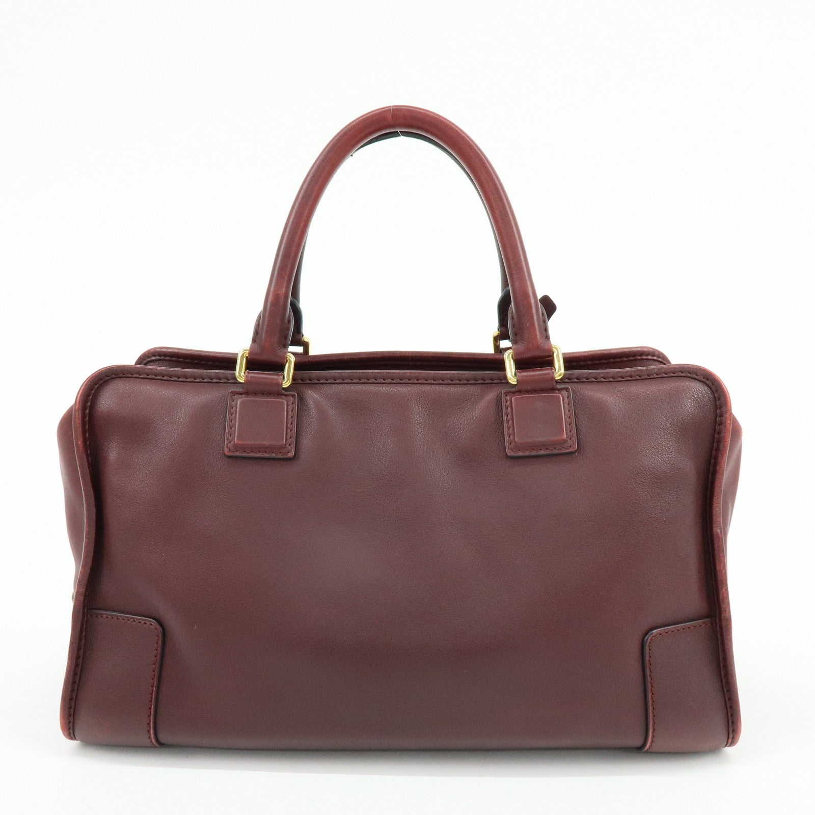 LOEWE Anagram Amazona 36 Calf Leather Hand Bag Boston Bag Wine Red