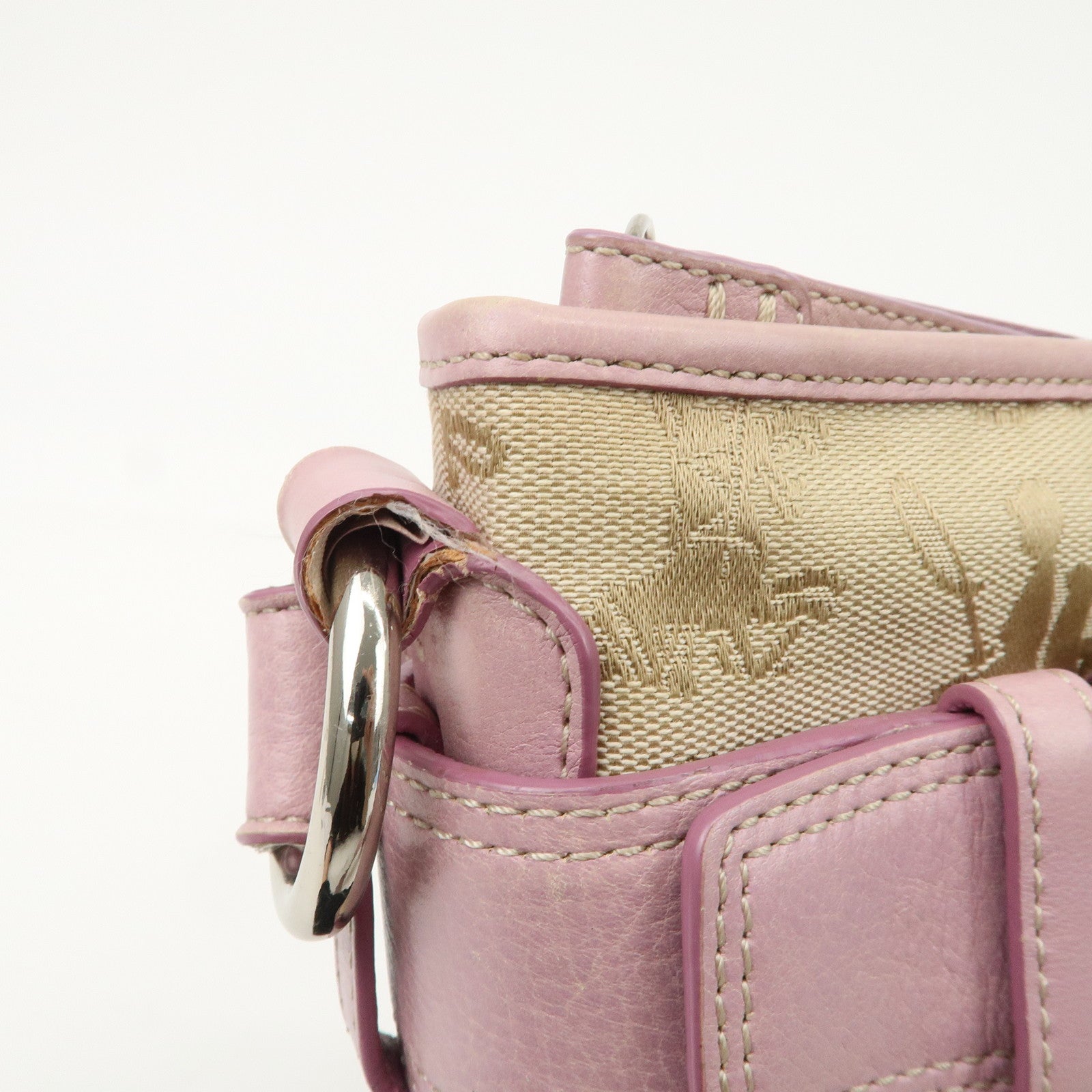 COACH Set of 2 Leather Canvas Shoulder Bag Black Lavender Beige Used