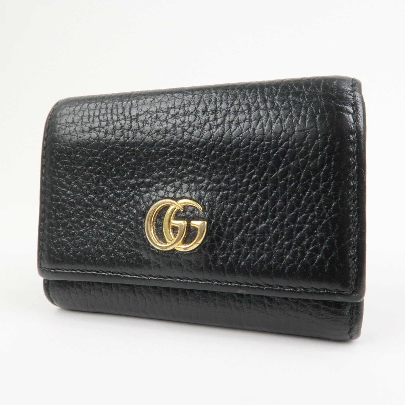 GUCCI GG Marmont Leather Small Tri-fold Compact Wallet Black 644407