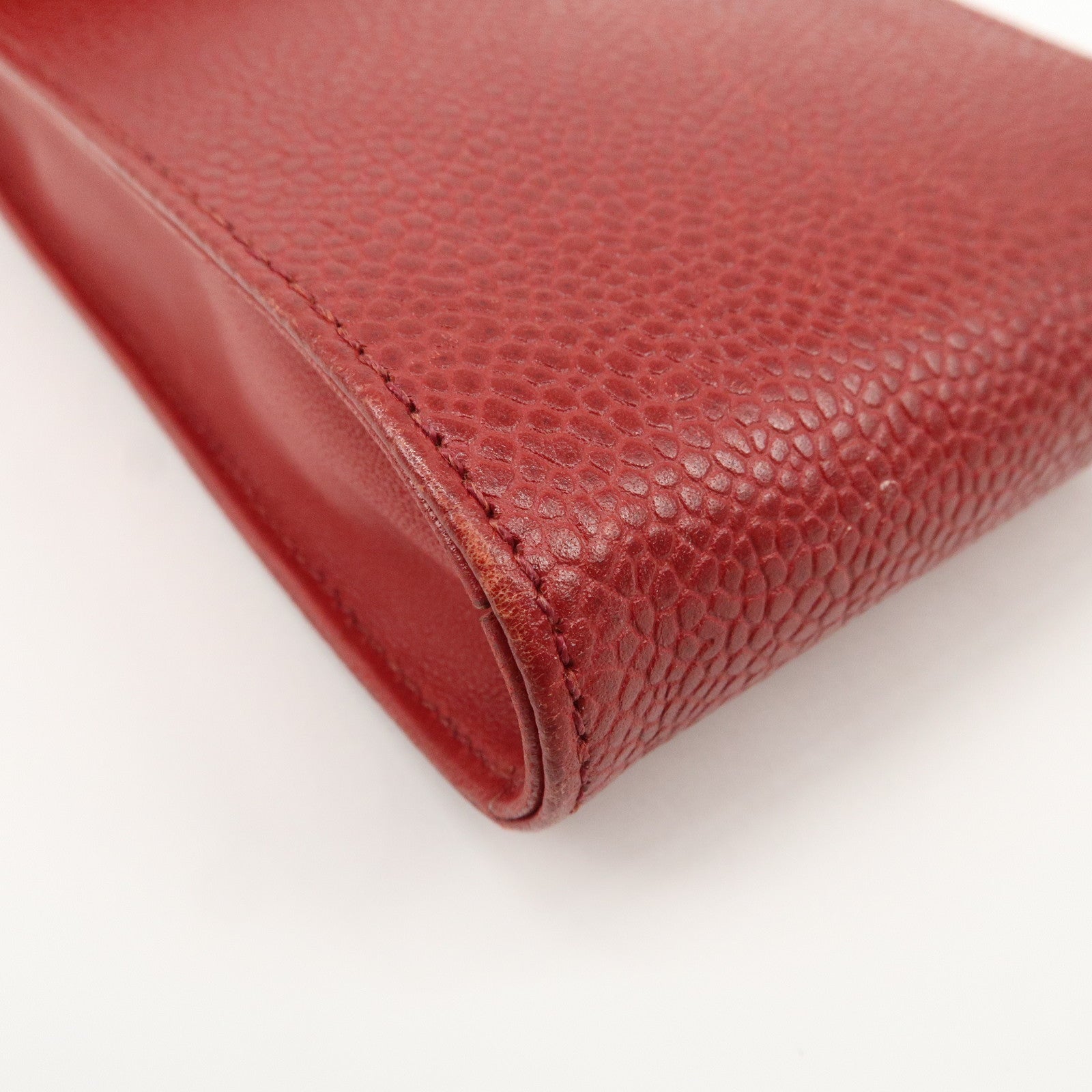 CHANEL COCO Mark Caviarskin Chain Shoulder Bag Pouch Red