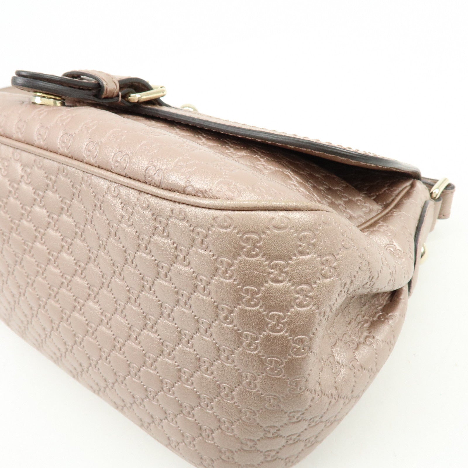 GUCCI Microguccissima Leather Shoulder Bag Metallic Pink 308452