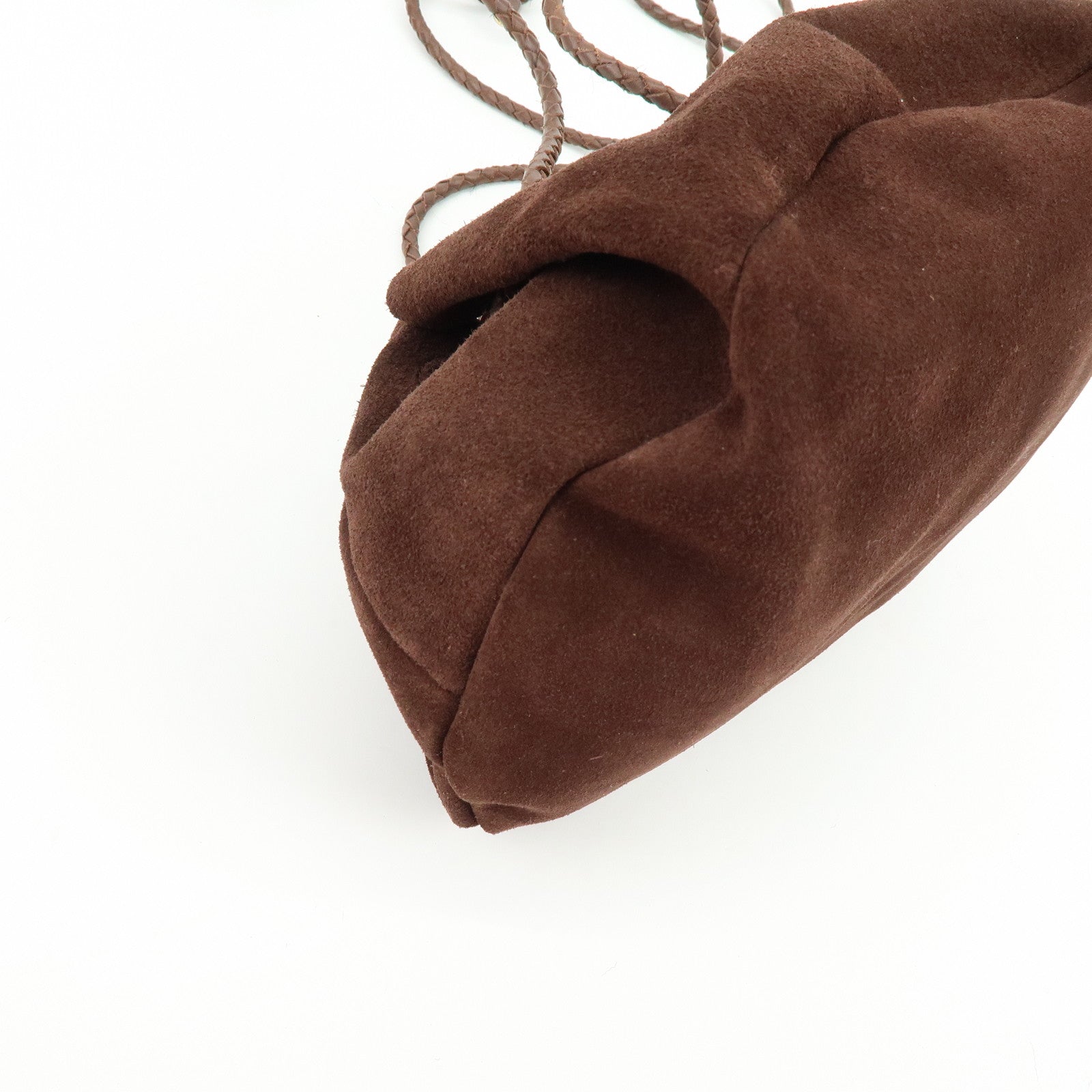 BOTTEGA VENETA Suede Leather Drawstring Shoulder Bag Brown