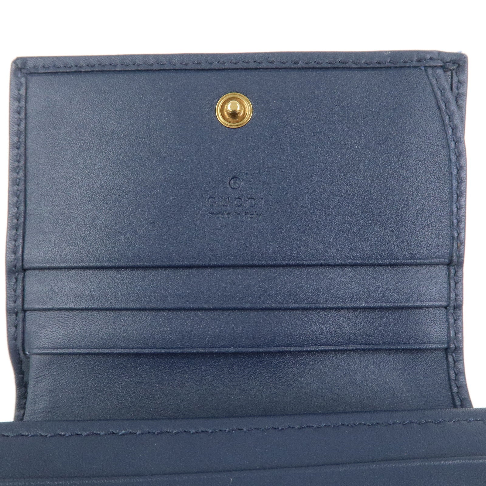 GUCCI GG Marmont Denim Leather Compact Bi-fold Wallet Blue 466492
