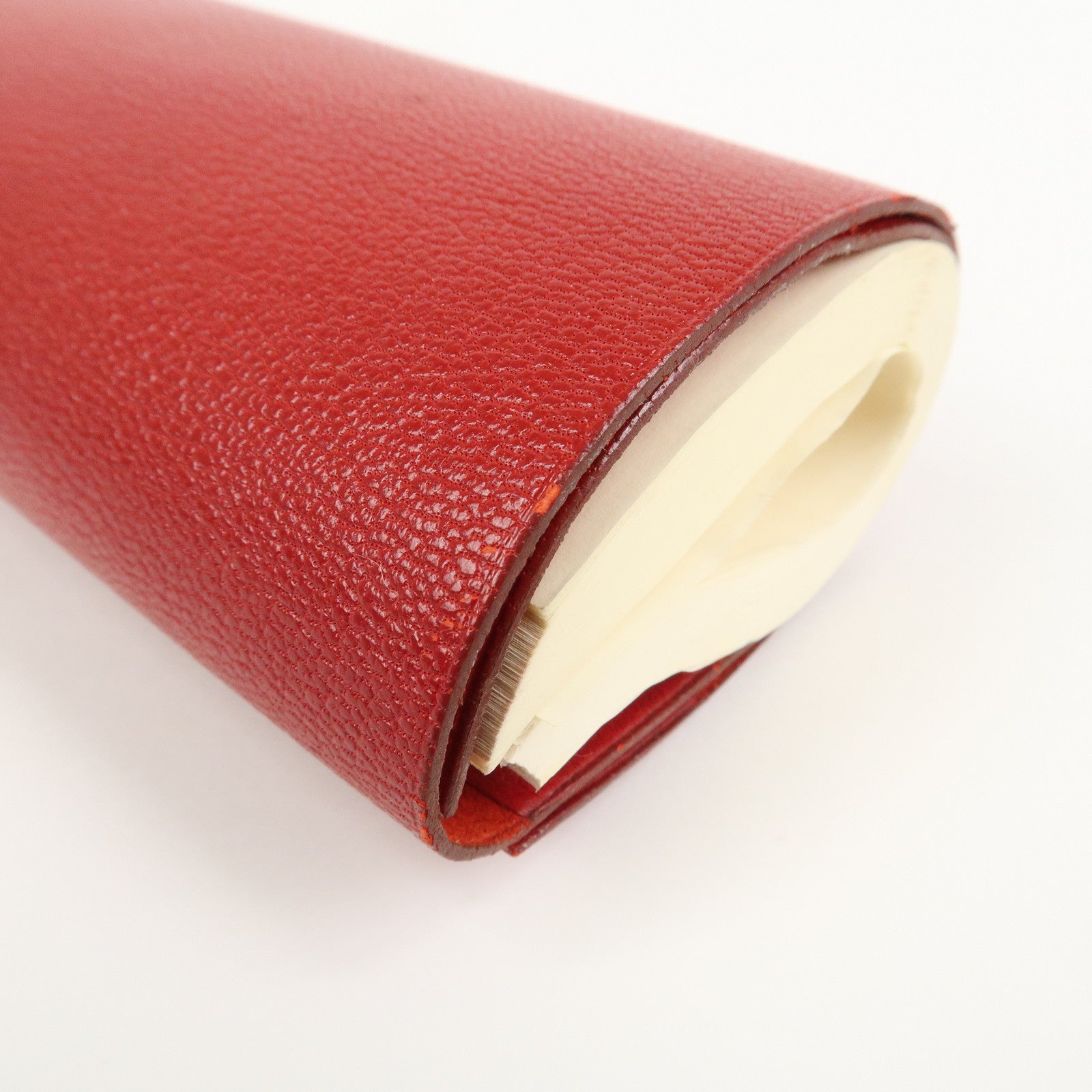 HERMES Cahier Rouleaul Leather Notebook Cover Red