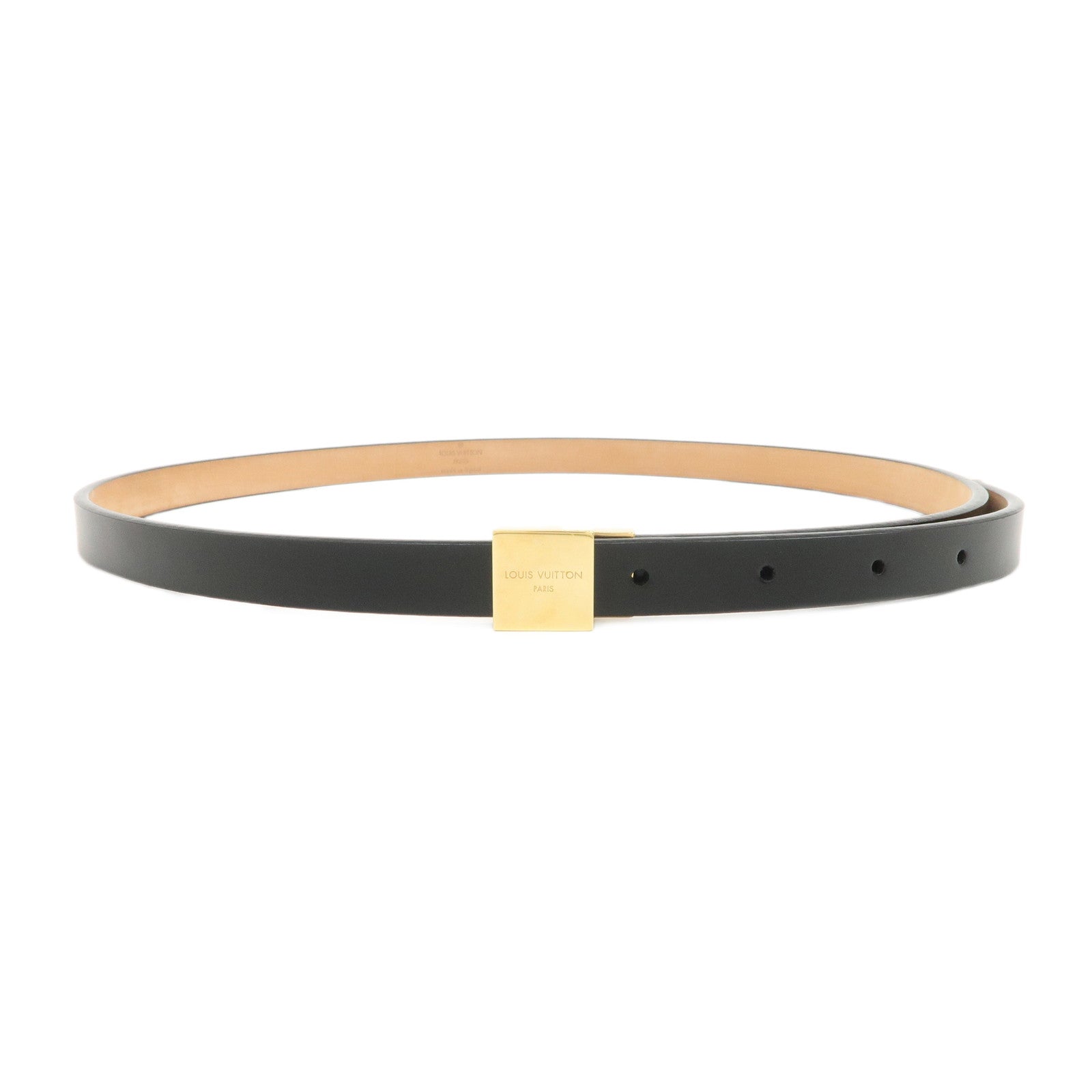 Louis Vuitton Ceinture Carre Leather Belt Black Gold