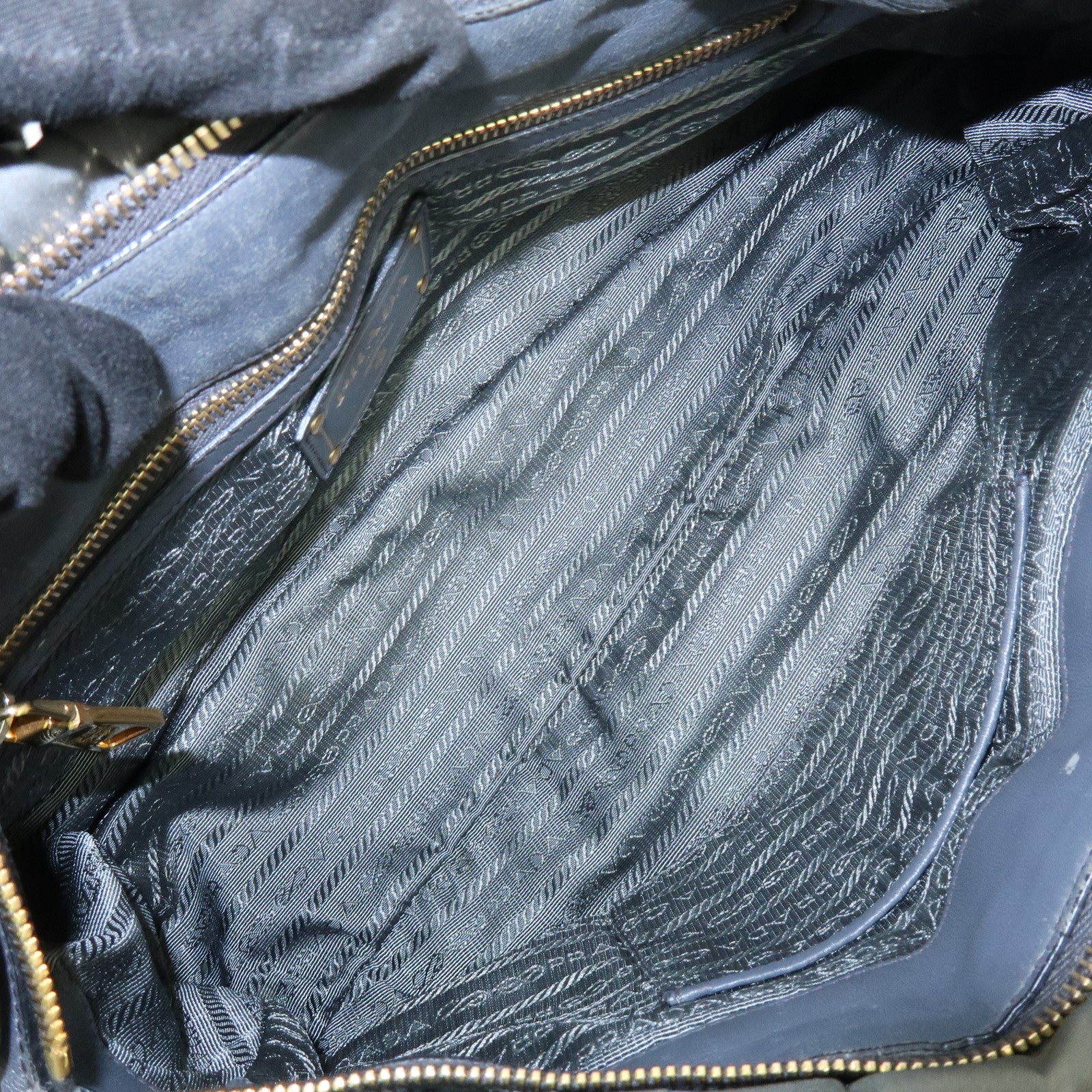 PRADA Nylon Leather 2Way Bag Hand Bag Shoulder Bag Gray BN1407