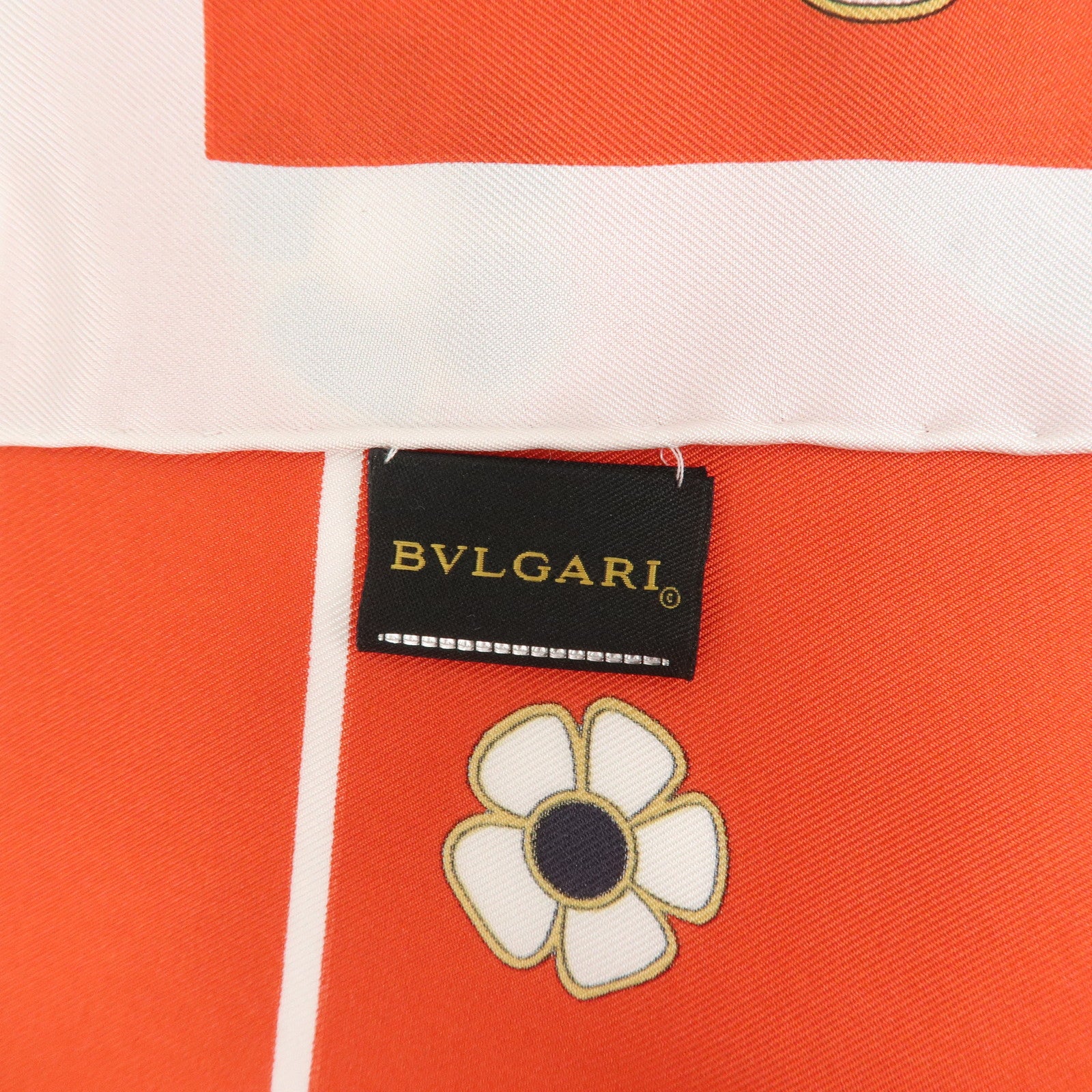 BVLGARI Silk 100% Scarf Flower Print Red Multicolor