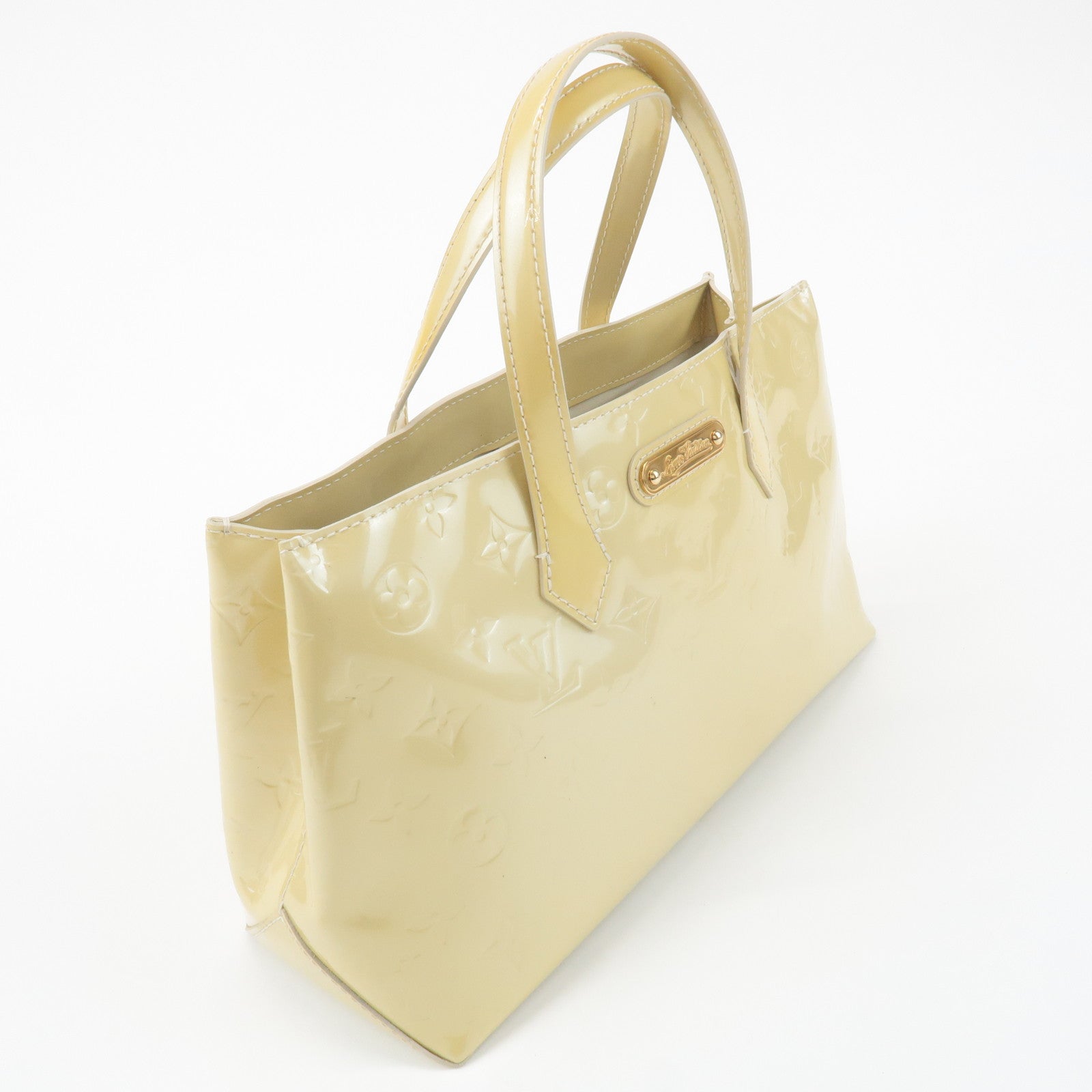 Louis Vuitton Monogram Vernis Wilshire PM Hand Bag Blanc Corail M91452 Used