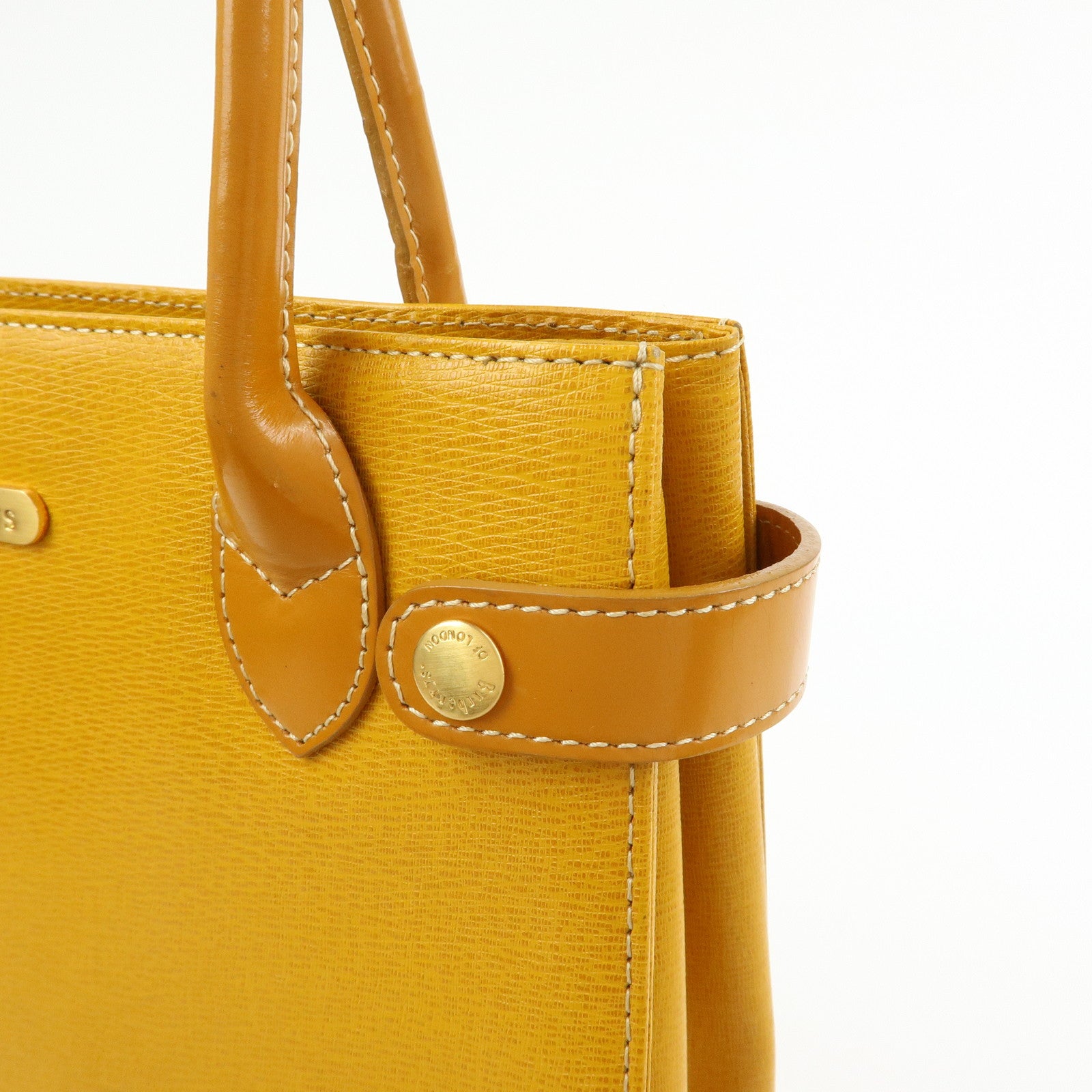 BURBERRY Logo Leather Tote Bag Hand Bag Yellow