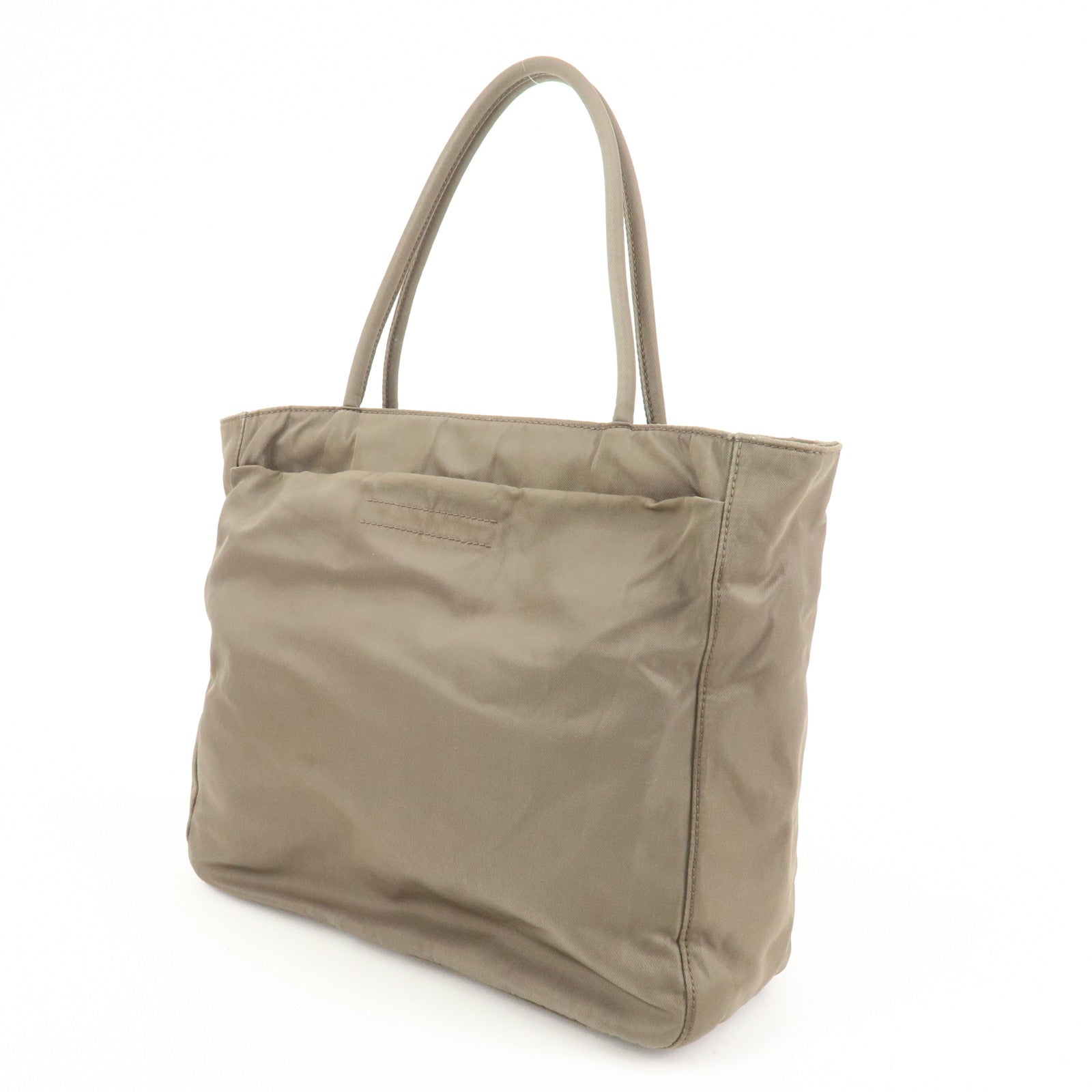 PRADA Triangle Logo Nylon Tote Bag Hand Bag Gray