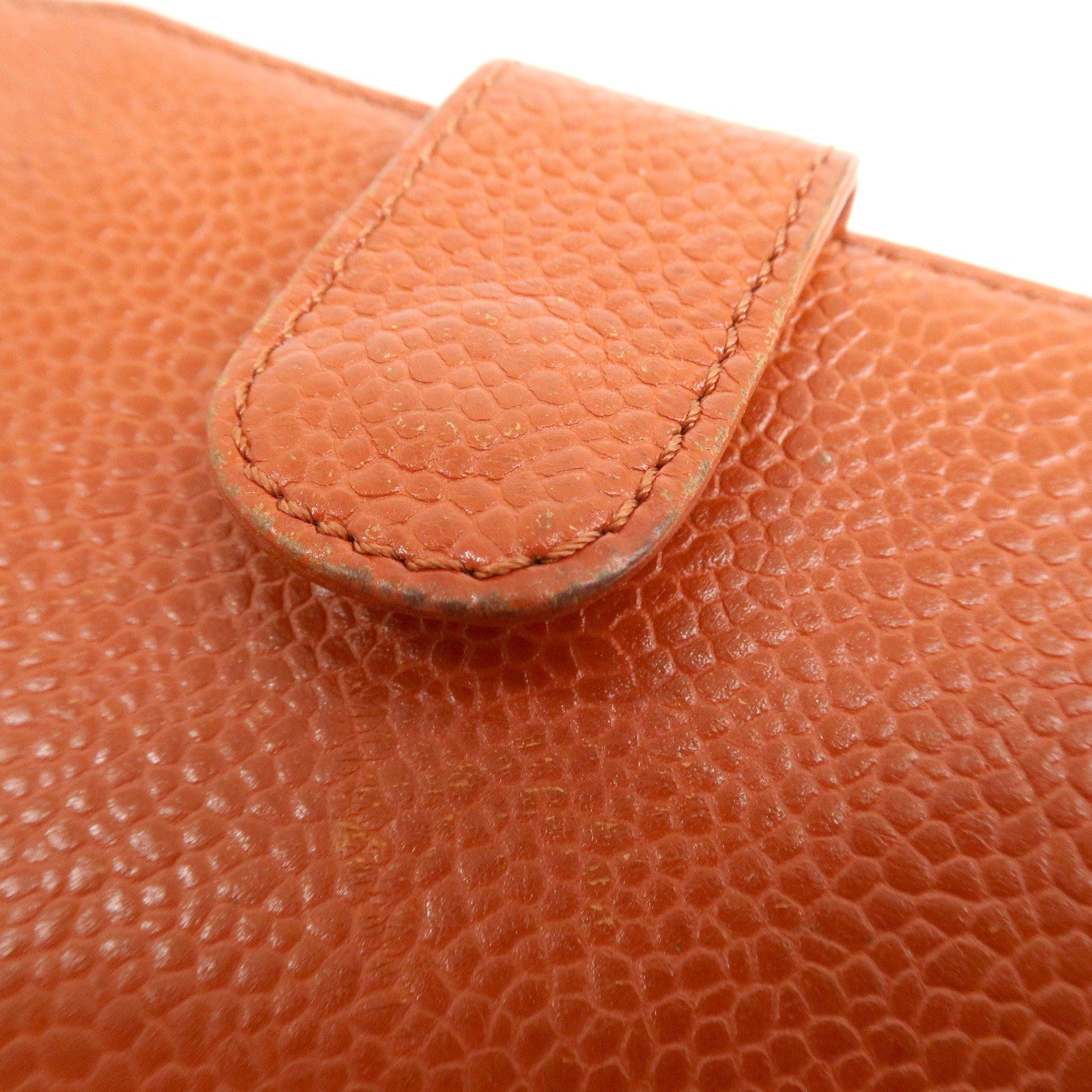 CHANEL COCO Mark Caviarskin Double Hook Bi-Fold Wallet A13496 Used