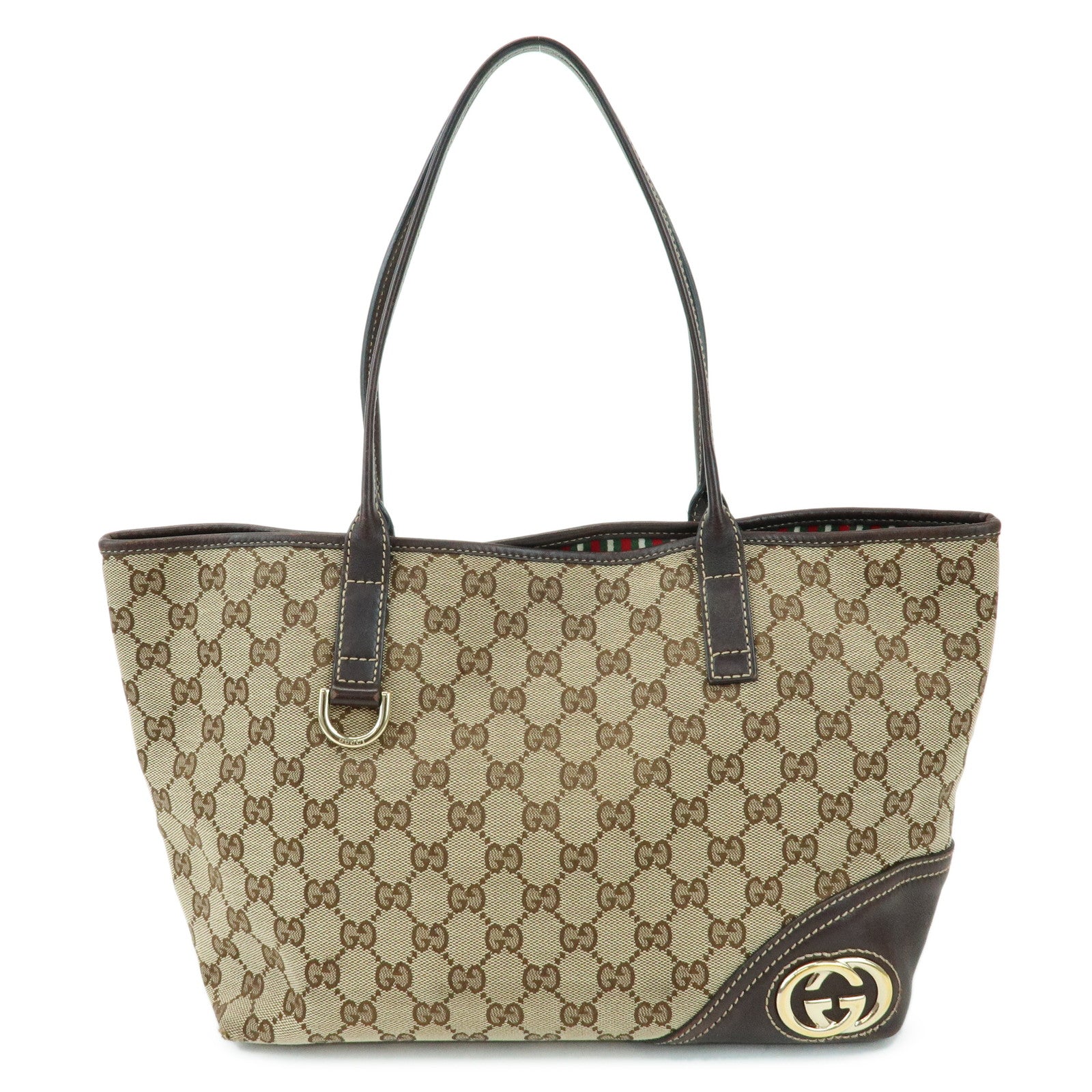 GUCCI New Britt Interlocking G Tote Bag Shoulder Bag Brown 169946
