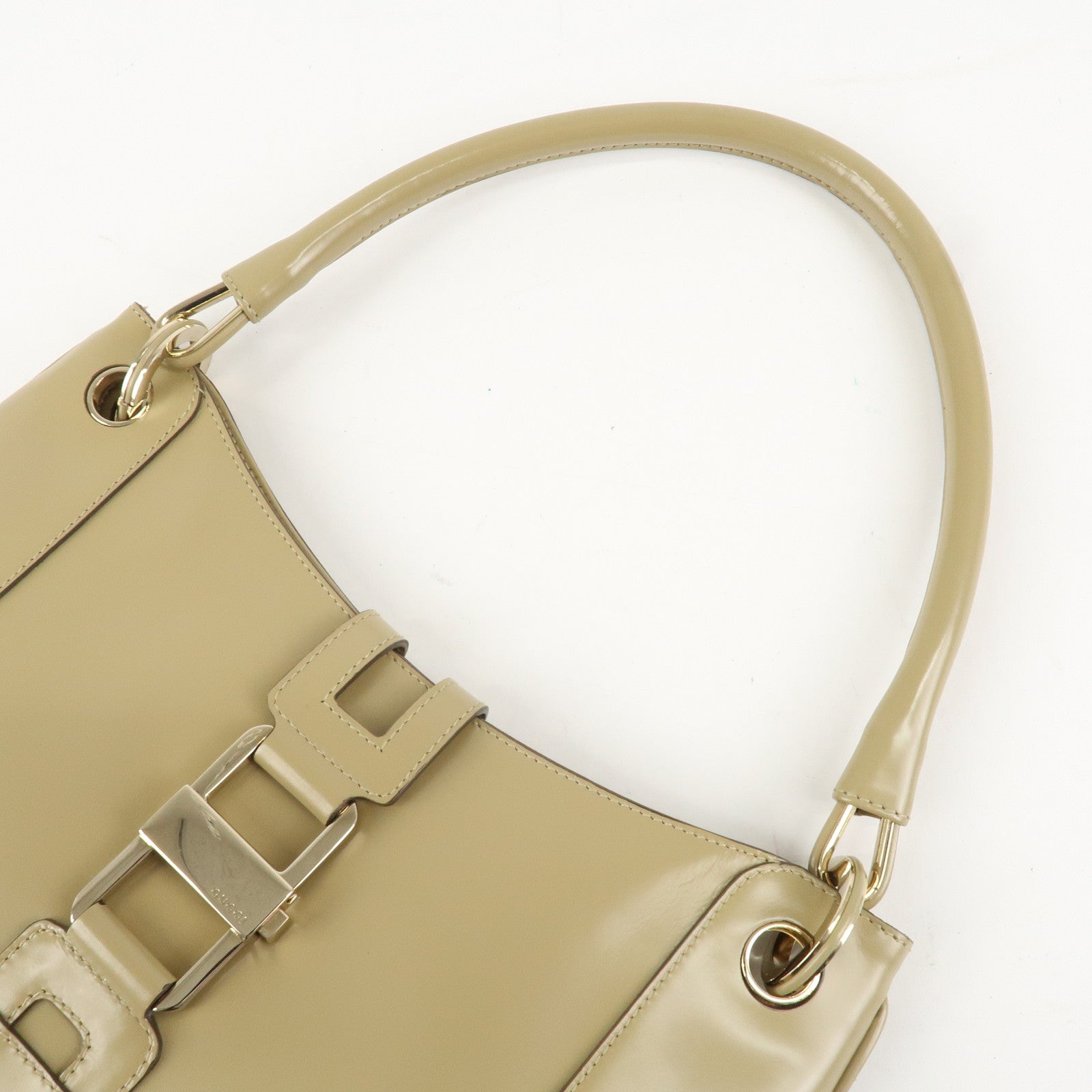 GUCCI Leather Shoulder Bag Hand Bag Beige 001.4150.002058 Used