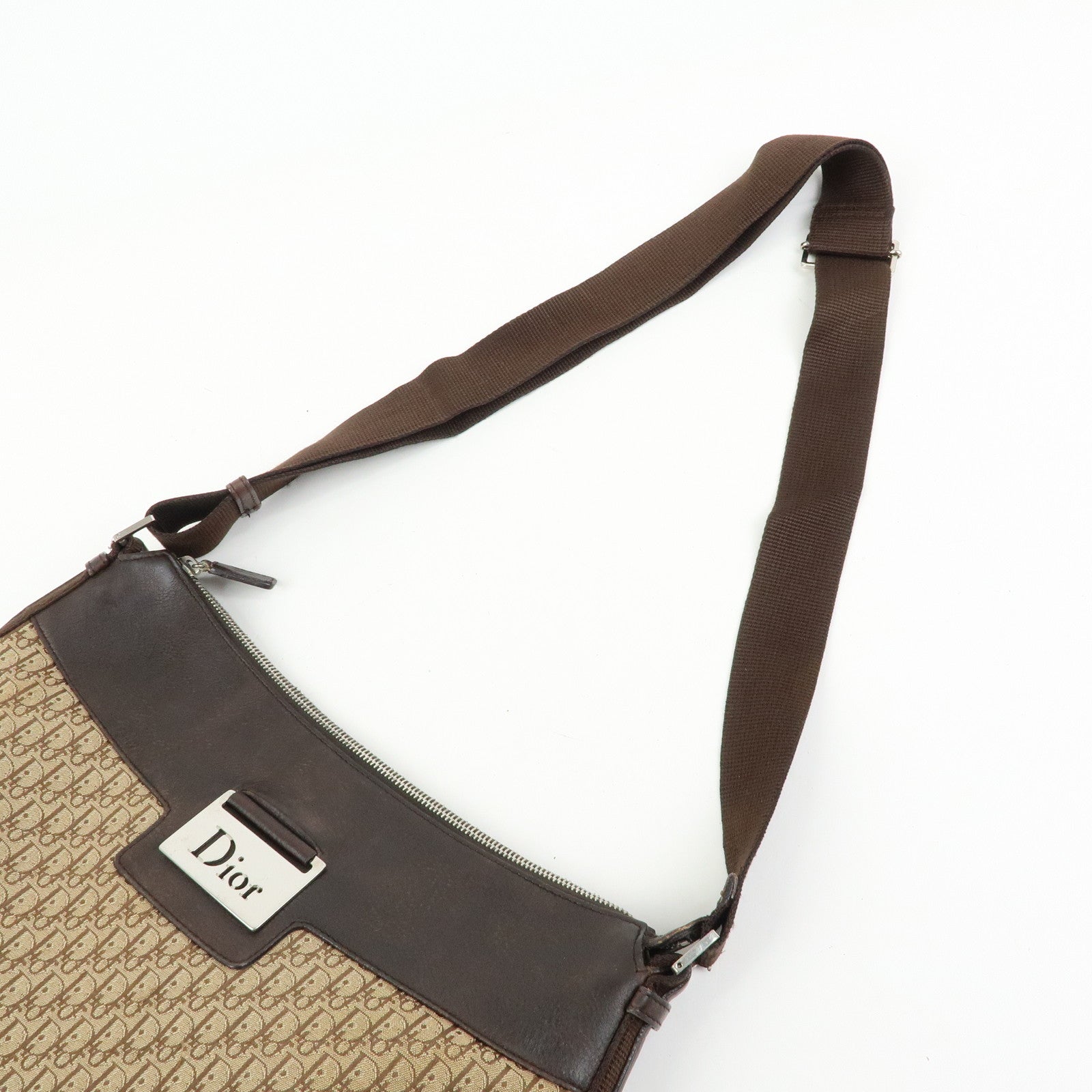 Christian Dior Street Chic Trotter Canvas Leather Shoulder Bag