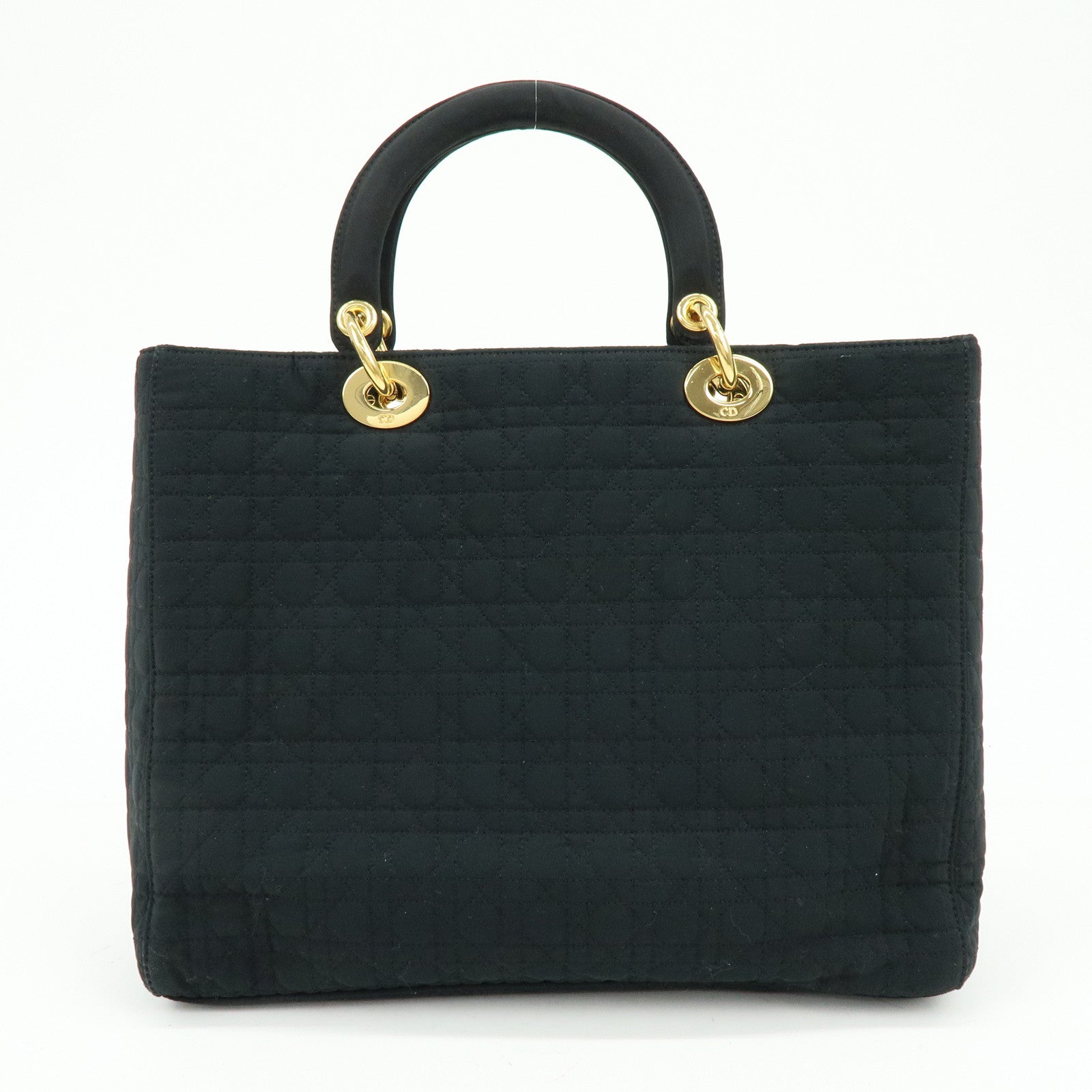 Christian Dior Lady Dior Canage Canvas Tote Bag Hand Bag Black