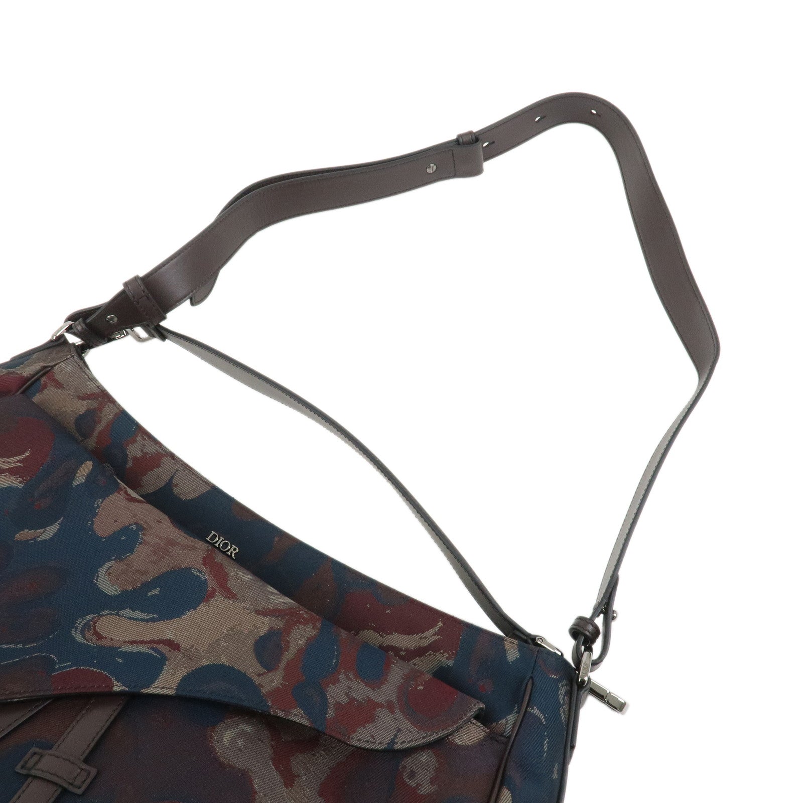 Christian Dior Canvas Leather Saddle Flap Camouflage Messenger Bag