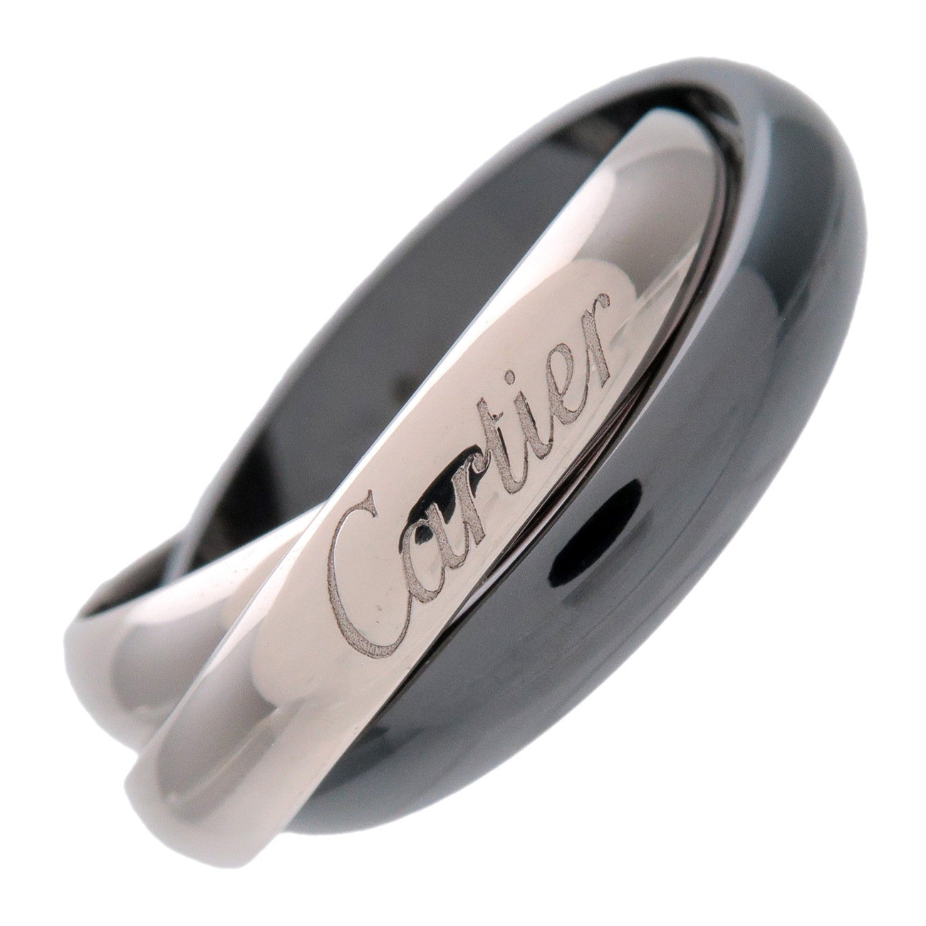 Cartier Trinity Ring MM #51 750WG BlackCeramic White Gold Black US6