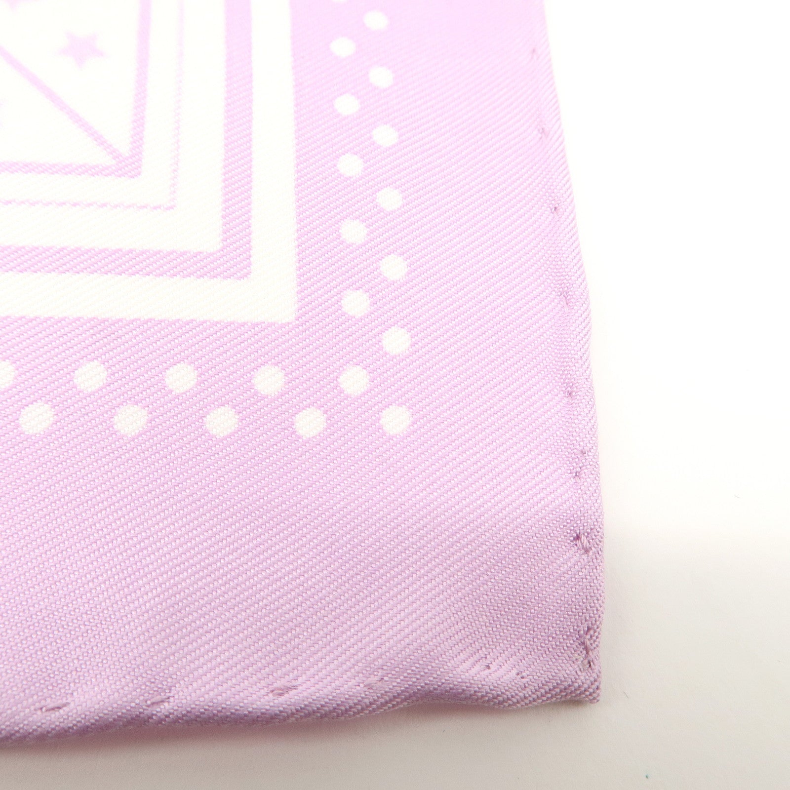 HERMES Carre 55 Silk 100% Scarf SANGLEA EN ZIGZAG Purple White