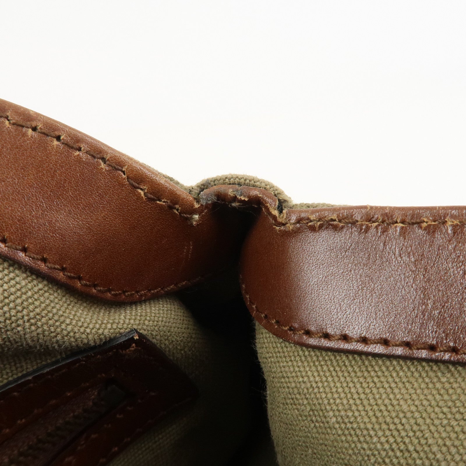 GUCCI Bamboo Canvas Leather Shoulder Bag Hand Bag Brown 109128