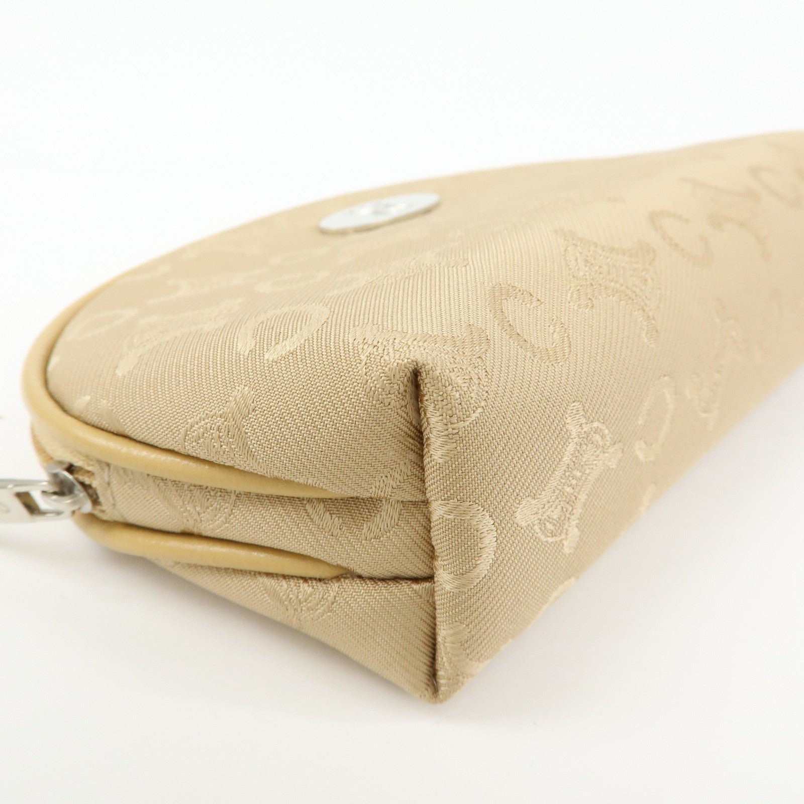 CELINE Set of Pile Towel And Canvas Leather Pouch Black Beige