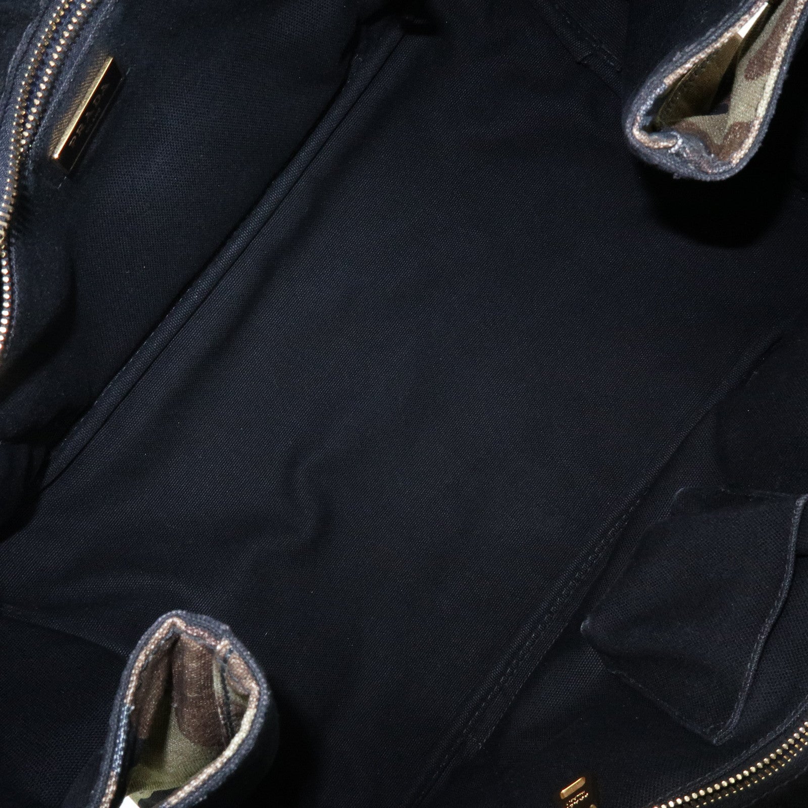 PRADA Triangle Logo Canapa Tote Bag Hand Bag Brown Khaki BN2020