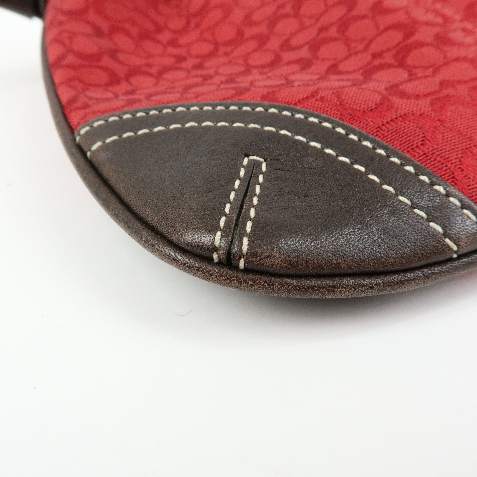 COACH Signature Set of 3 Pouch Cosmetic Case Red Brown Multicolor