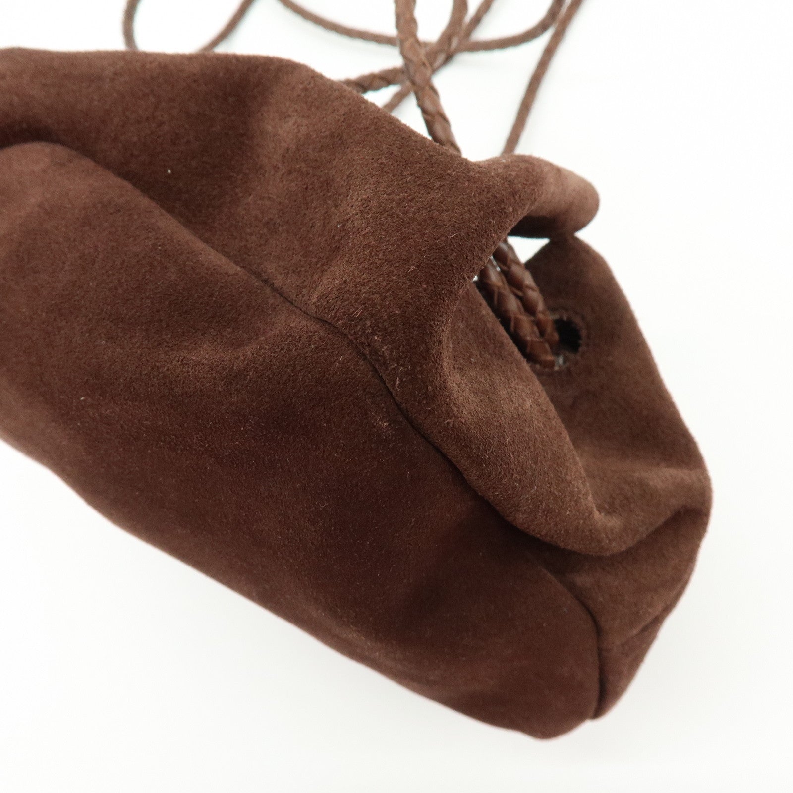 BOTTEGA VENETA Suede Leather Drawstring Shoulder Bag Brown