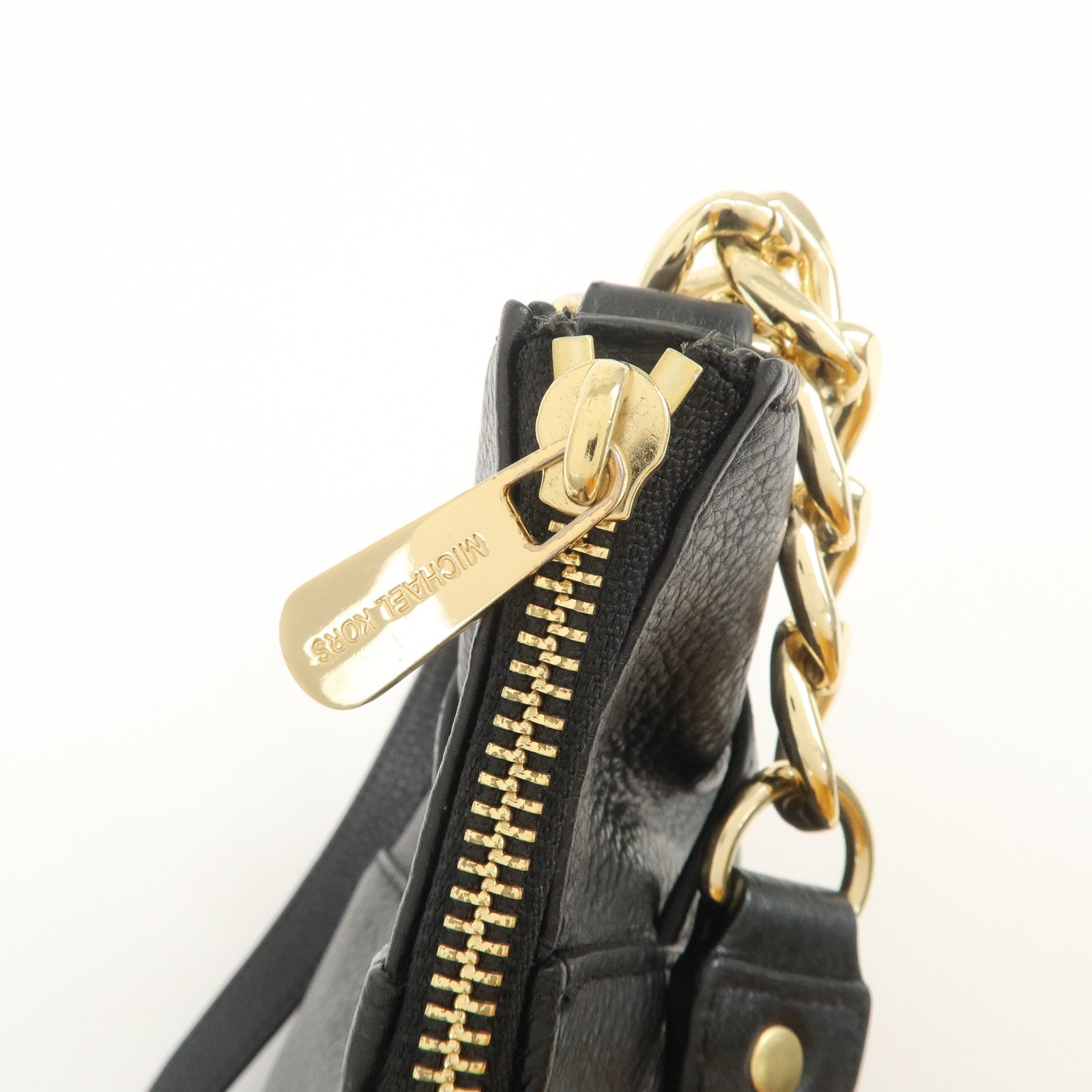 MICHAEL KORS Logo Leather 2Way Bag Hand Bag Shoulder Bag Black