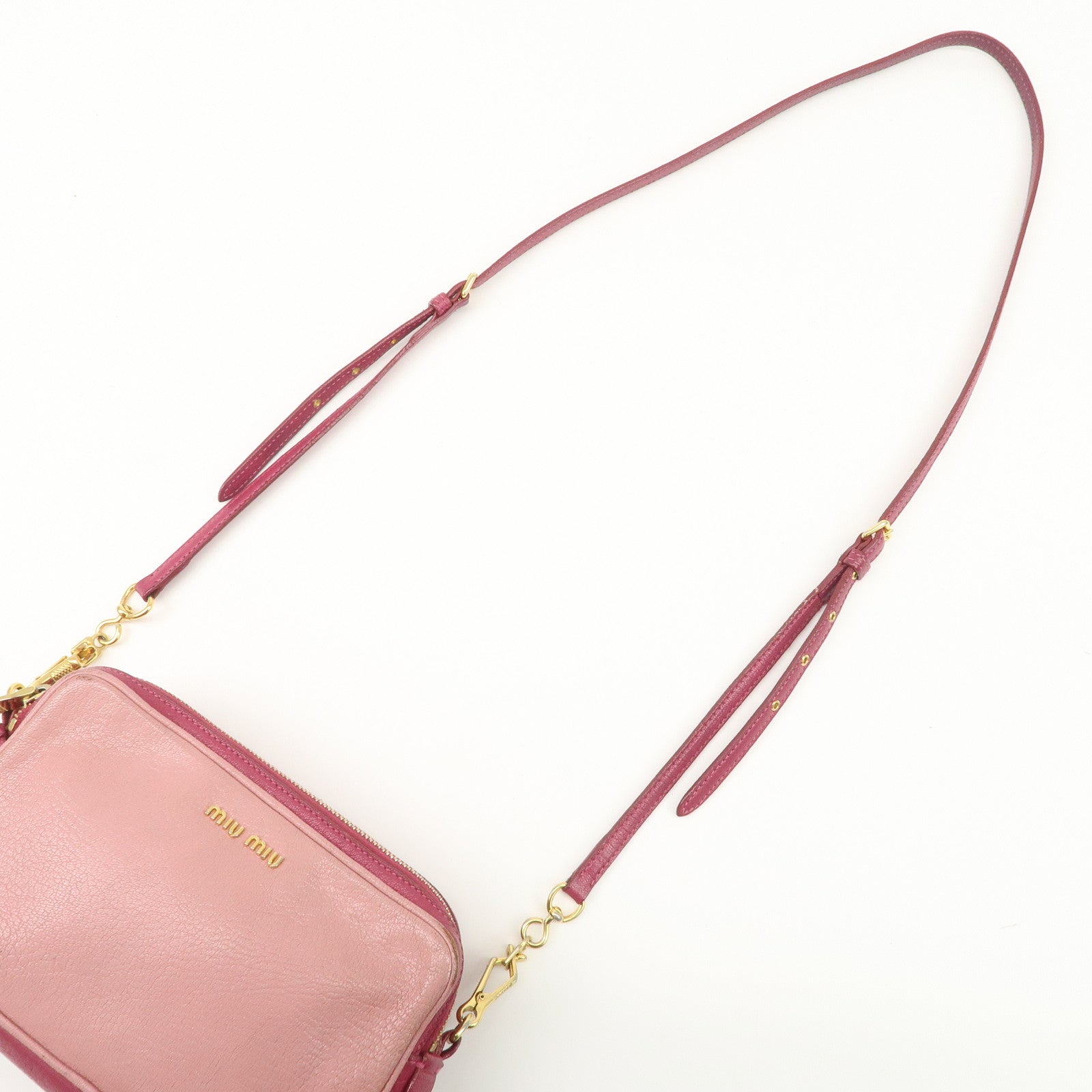 MIU MIU MADRAS BICOLORE Leather Shoulder Bag Crossbody Bag Pink Used