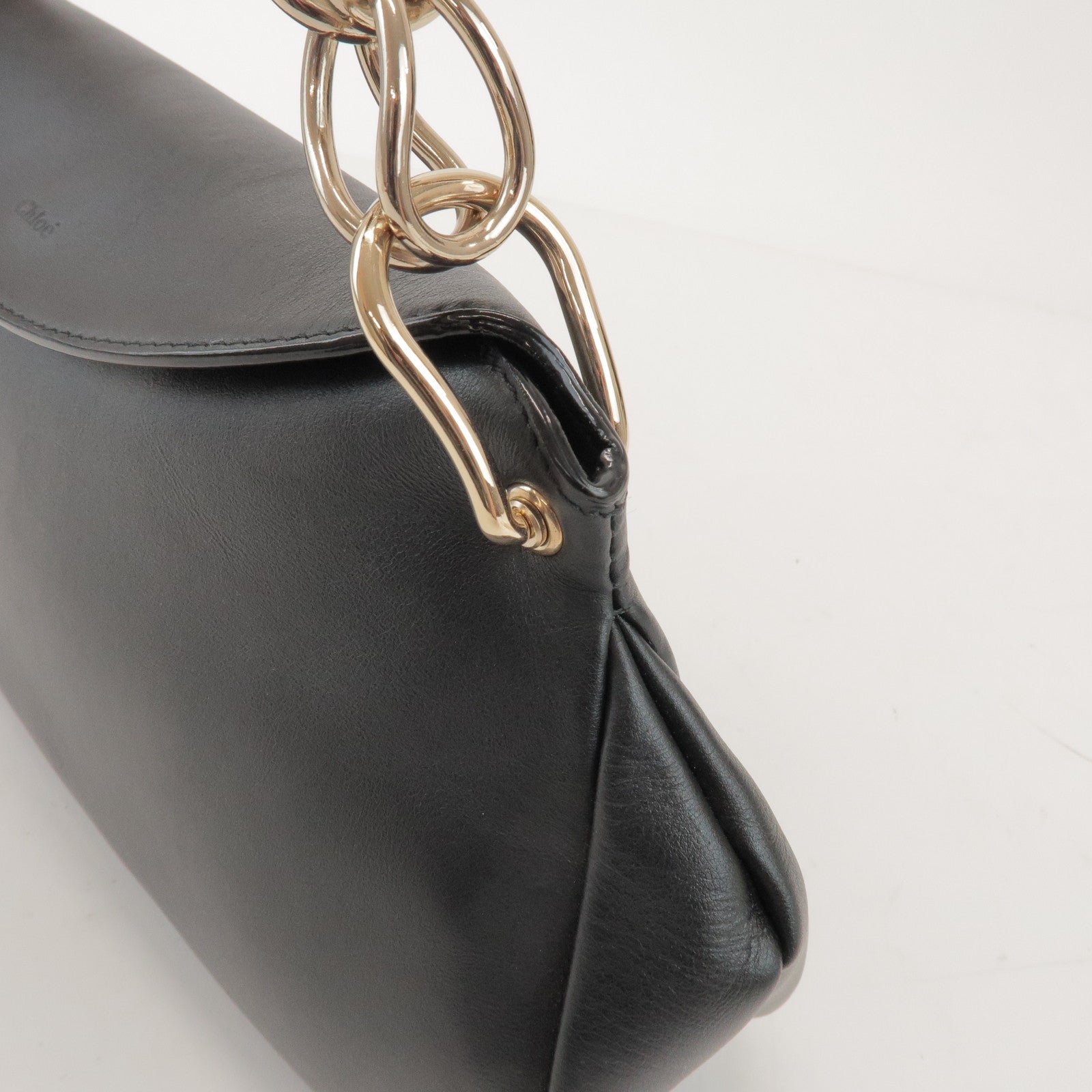 Chloe Juana Leather Chain Shoulder Bag Hand Bag Black