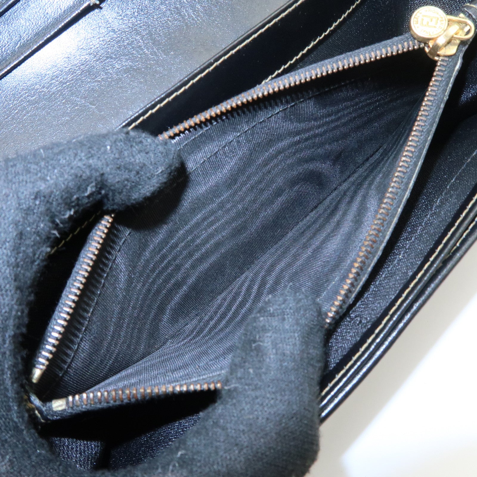 FENDI Set of 2 Pecan Leather PVC Wallet Black Brown 01445-069 30851 Used