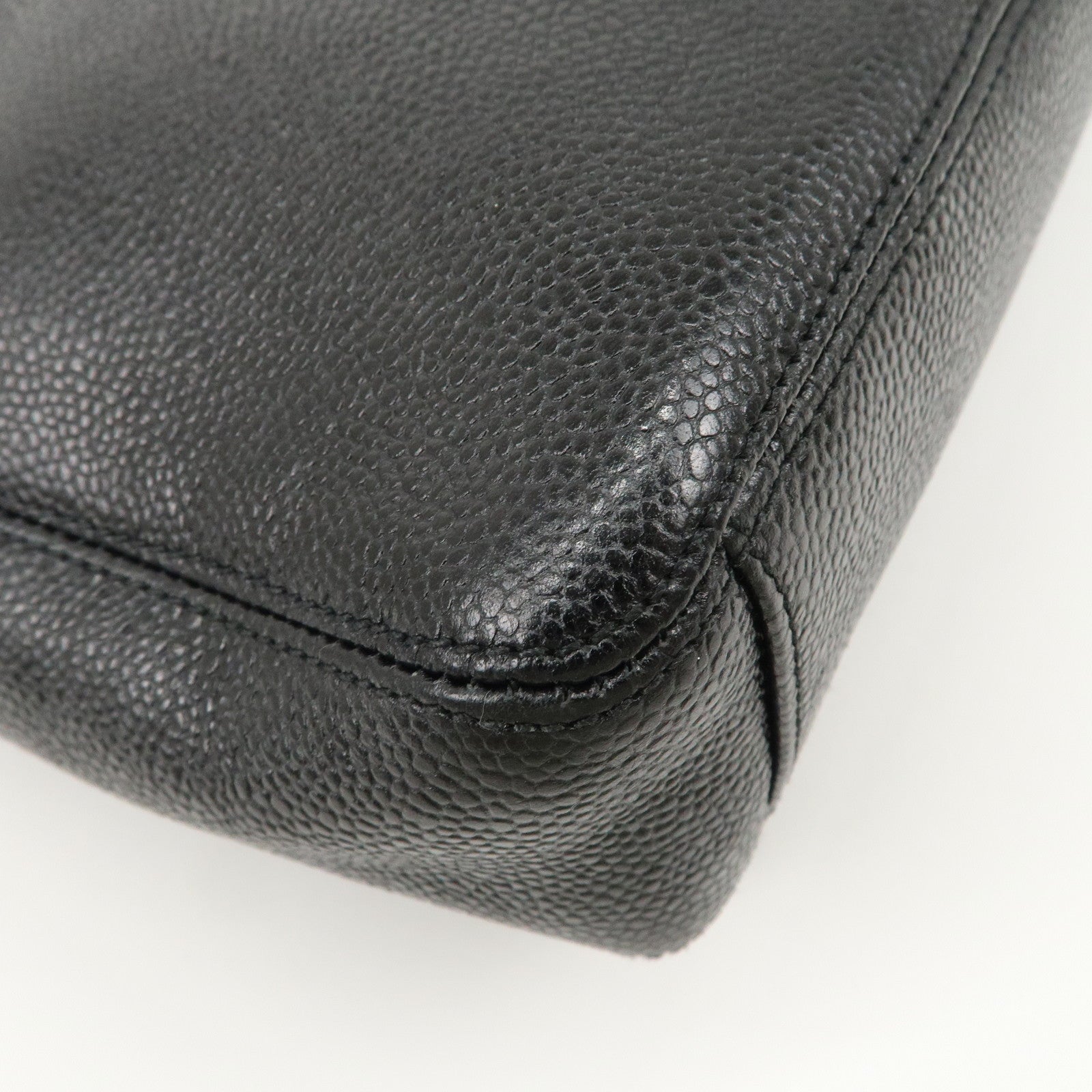 CHANEL COCO Mark Caviarskin Chain Tote Bag Black Used