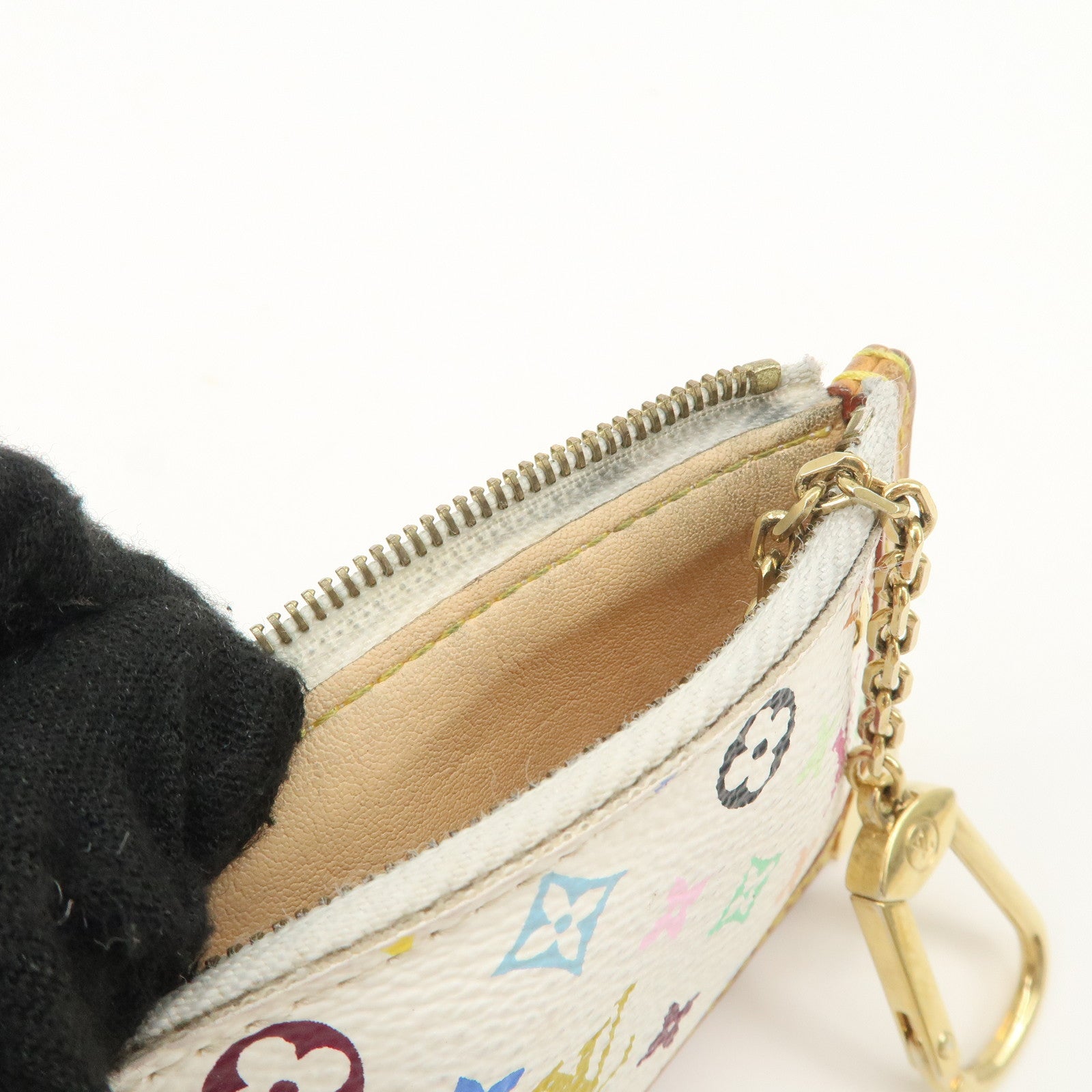 Louis Vuitton Monogram Multicolor Pochette Cles Coin Case Blanc M92655 Used