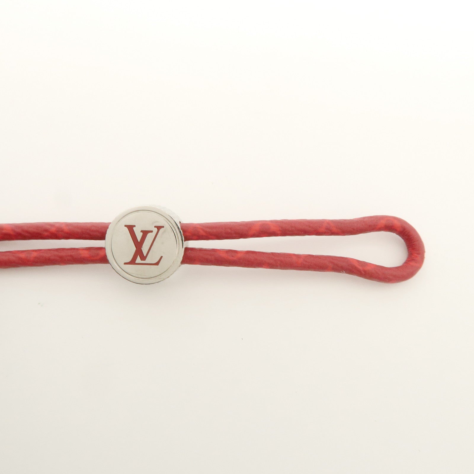 Louis Vuitton Monogram Canvas LV Bracelet Red Silver M1342A