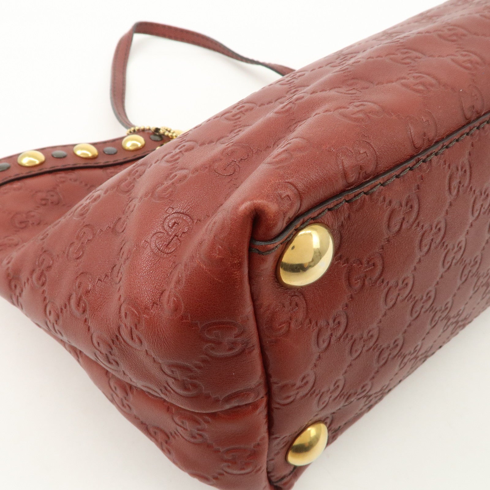 GUCCI Historia Guccissima Leather Tote Hand Bag Red Brown 207291 Used