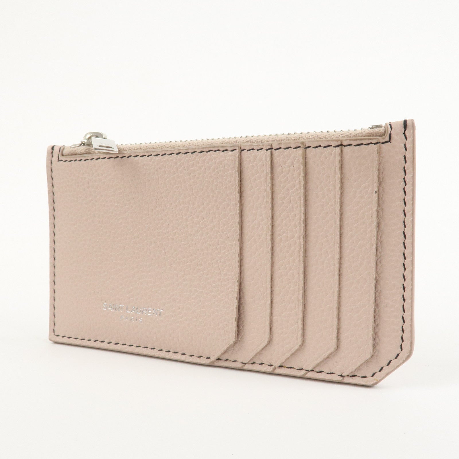 SAINT LAURENT PARIS Leather Card Case Card Holder Light Pink 458583