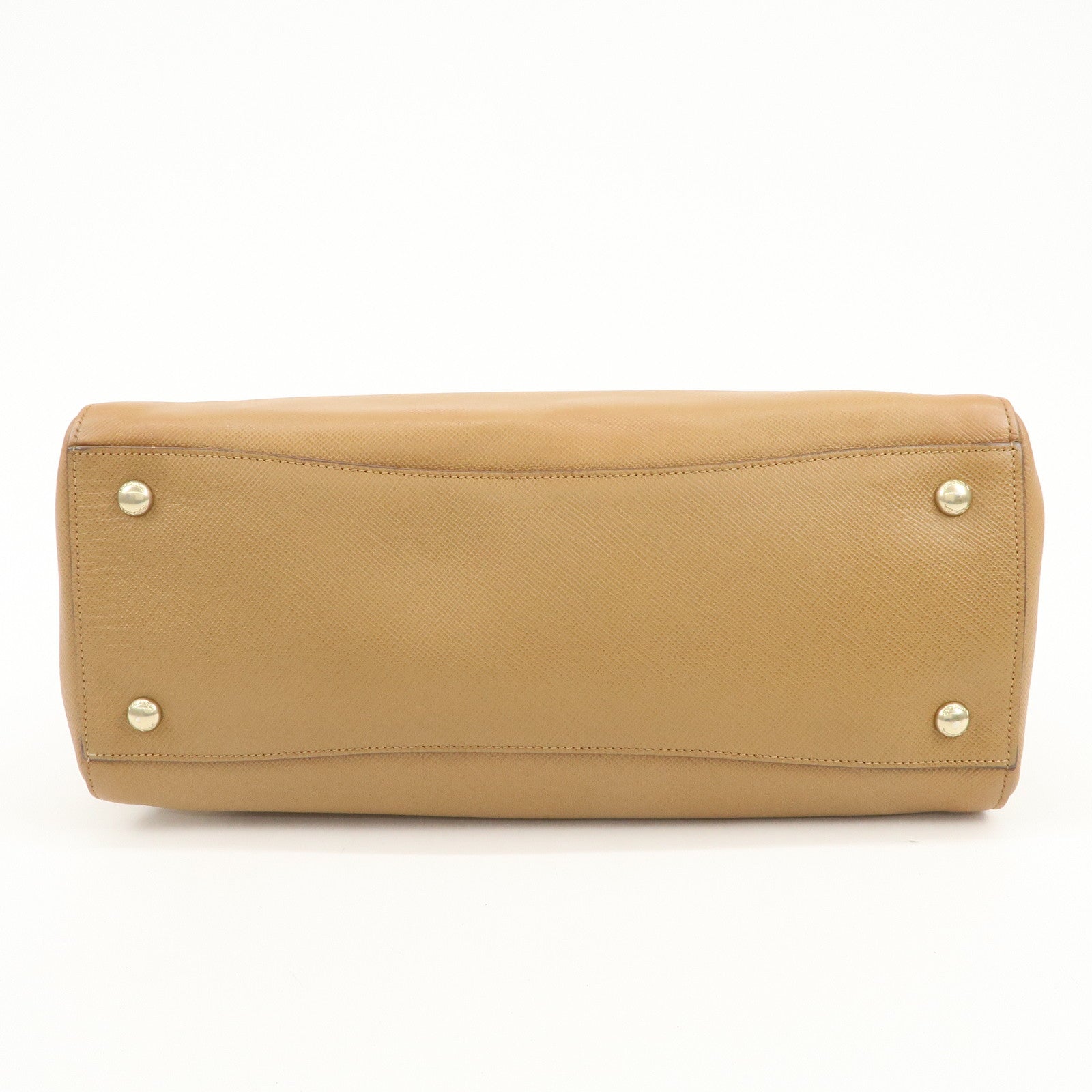 PRADA Leather 2Way Bag Hand Bag Shoulder Bag Light Brown BN2572