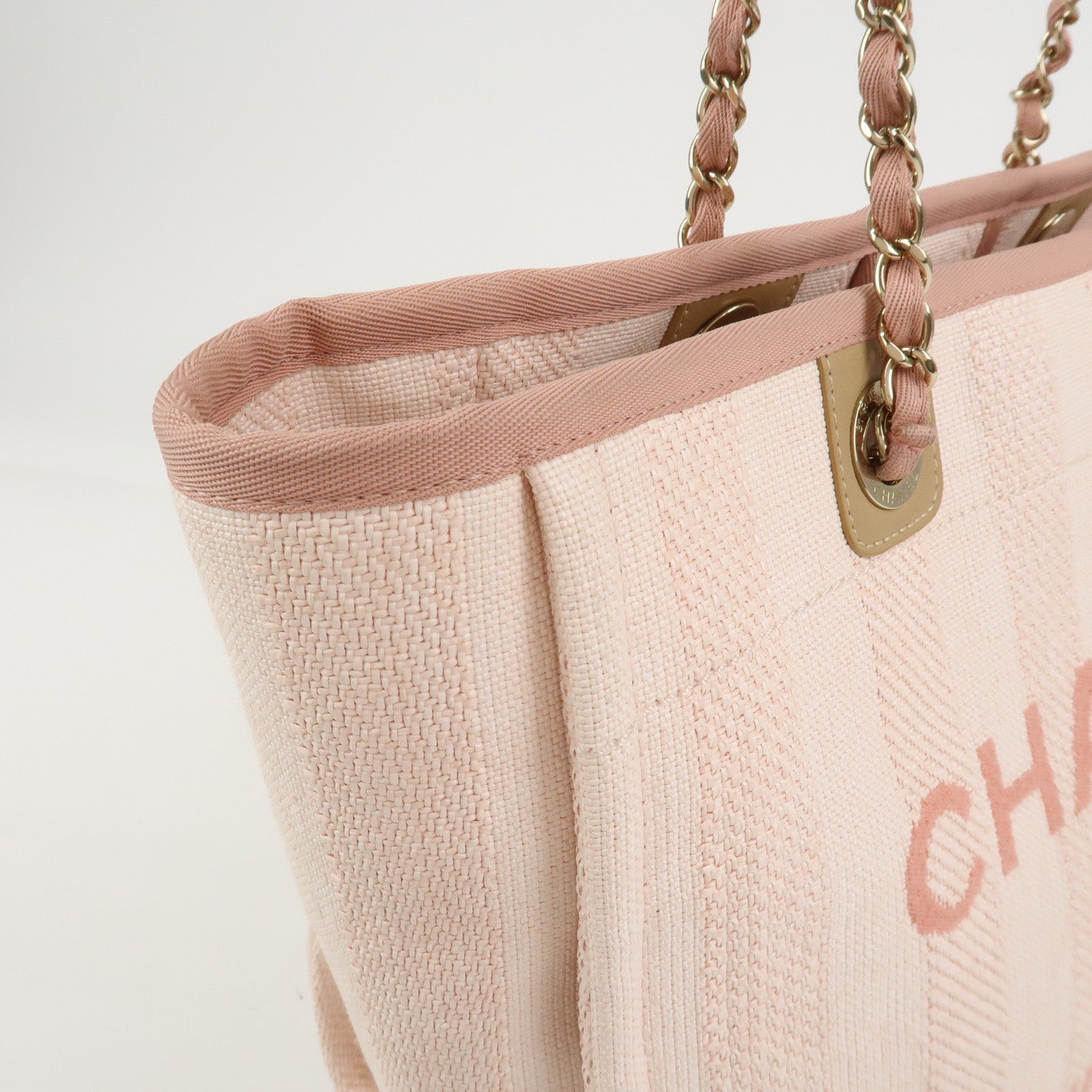 CHANEL Deauville MM Tweed Leather Tote Bag Shoulder Bag A67001