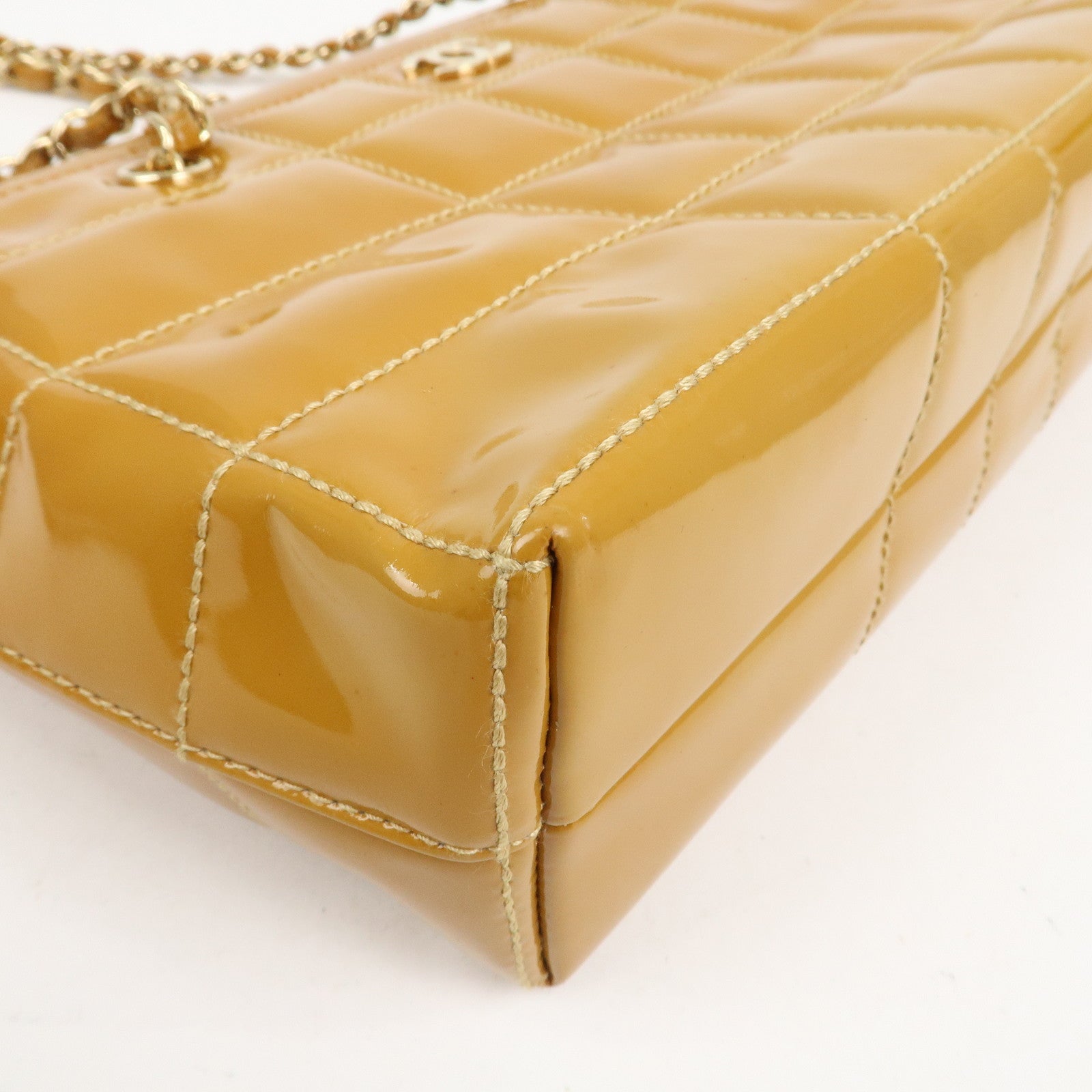 CHANEL COCO Mark Chocolate Bar Patent Leather Chain Shoulder Bag