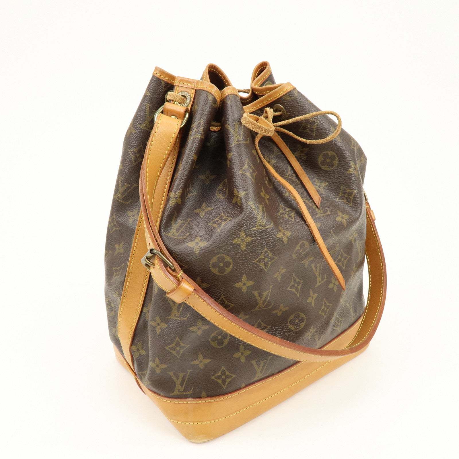 Louis Vuitton Monogram Noe Canvas Leather Shoulder Bag Brown M42224