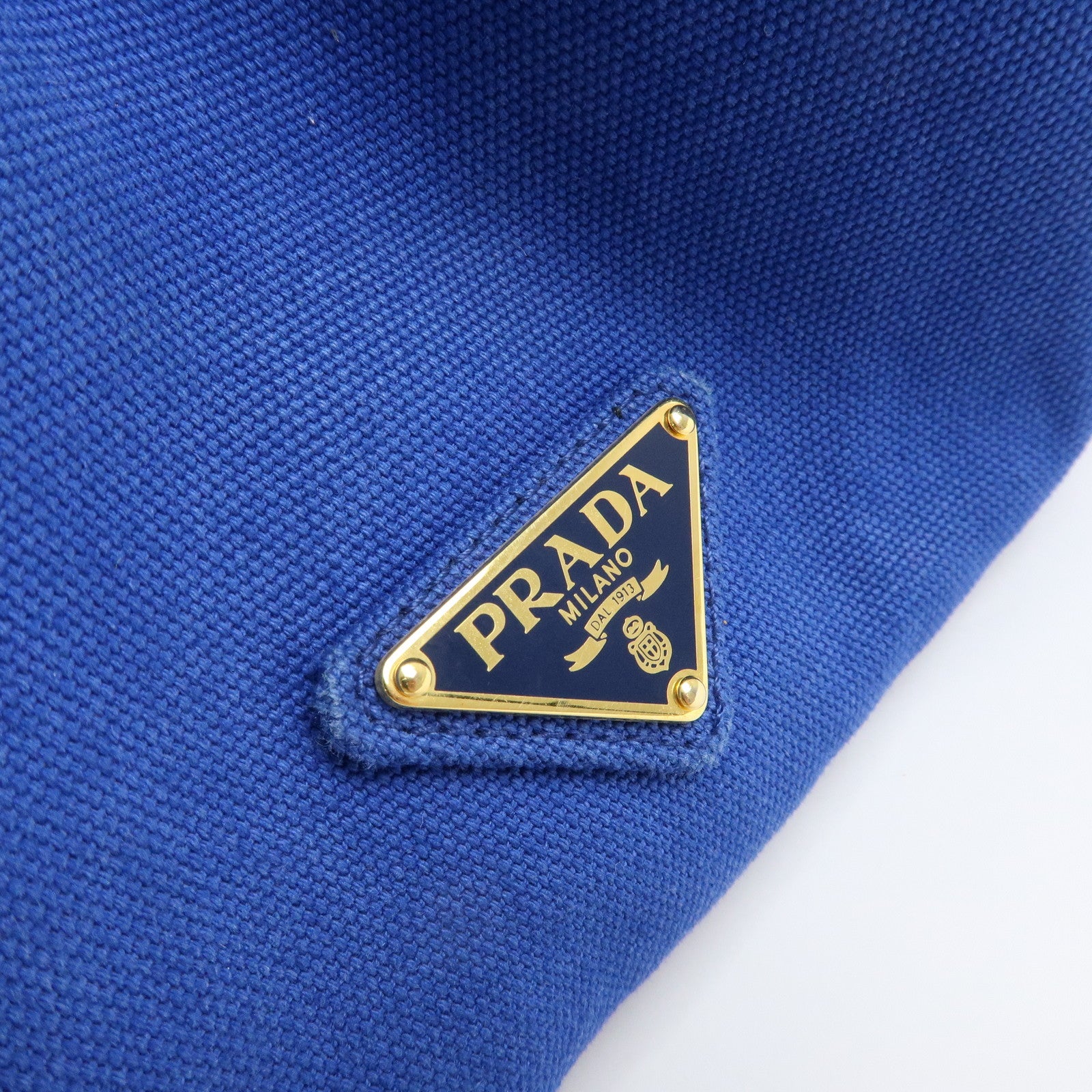 PRADA Triangle Logo Canapa Canvas 2Way Bag Tote Bag Blue BN2642