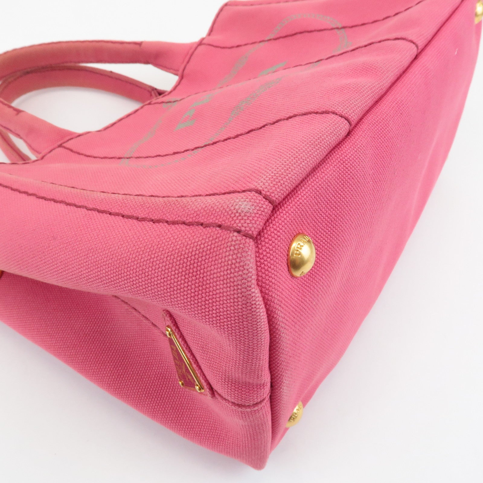 PRADA Canapa Mini Canvas 2Way Hand Bag Shoulder Bag Pink 1BG439 Used