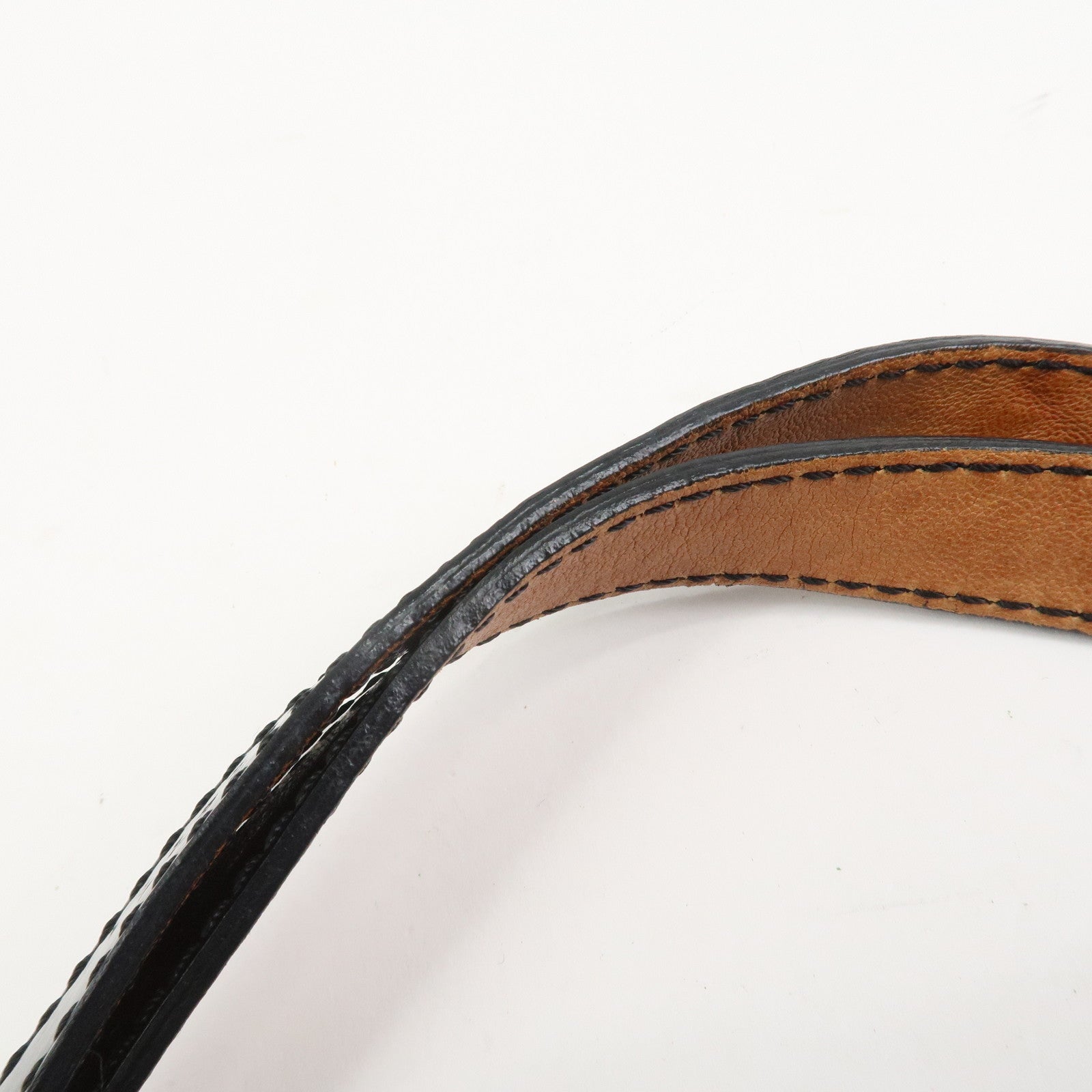 FENDI Patent Leather Shoulder Bag Hand Bag Brown Black 8BN165