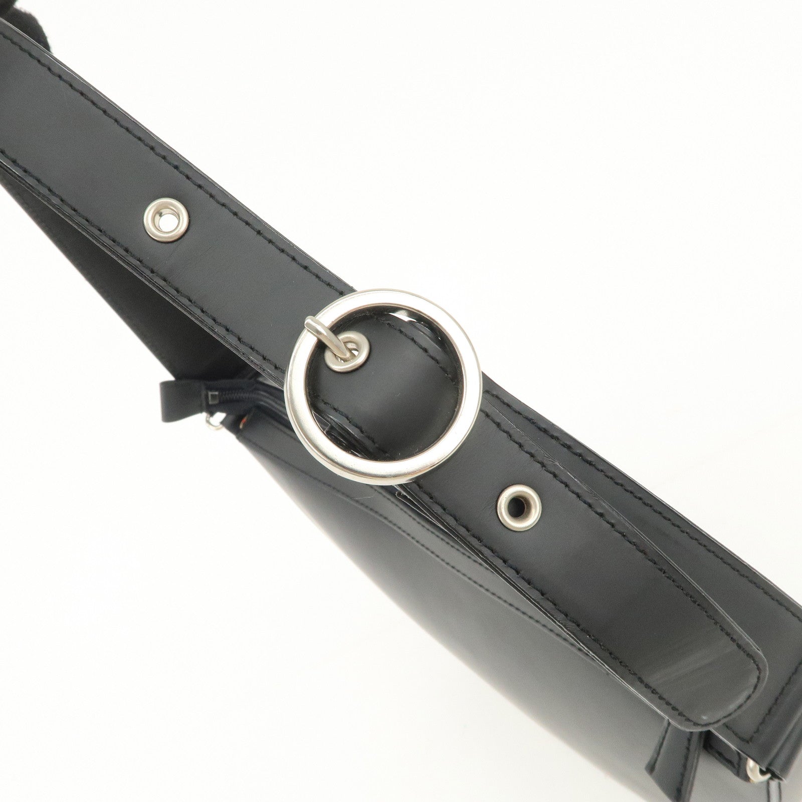 BURBERRY Logo Leather Shoulder Bag Hand Bag Nova Plaid Black Used