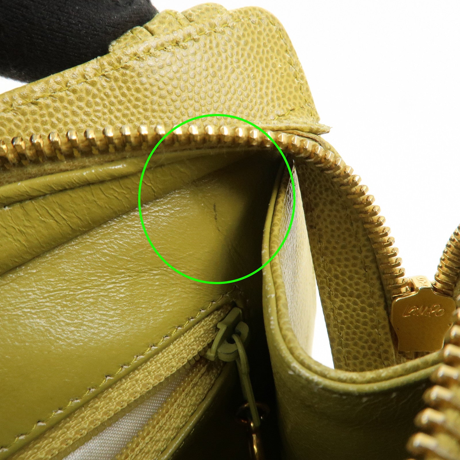 CHANEL COCO Mark Caviaskin Leather Tote Bag Hand Bag Yellow