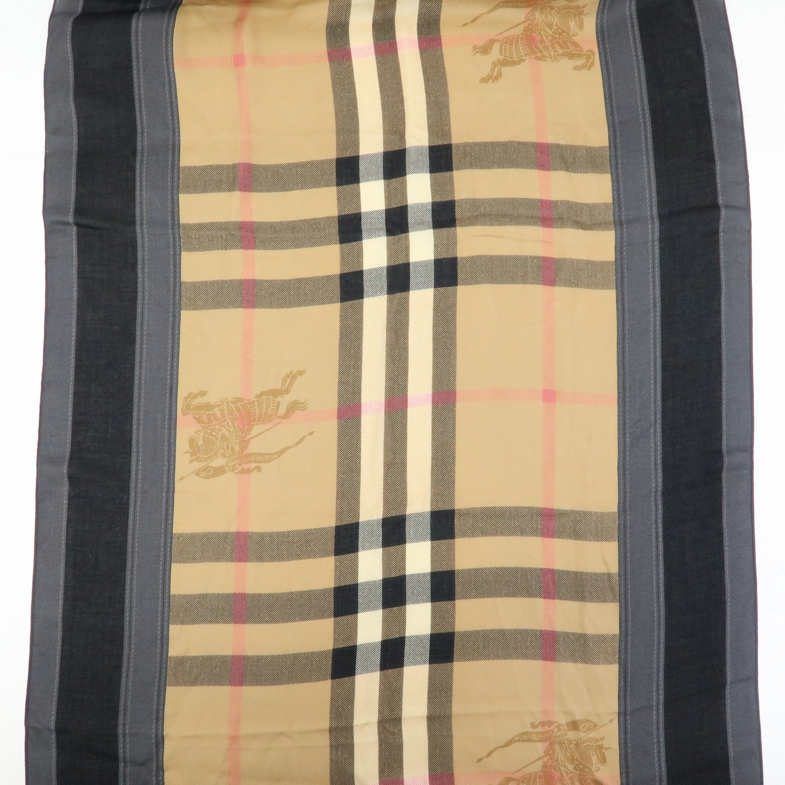 BURBERRY Nova Plaid Rayon Cashmere Stole Brown Beige Black