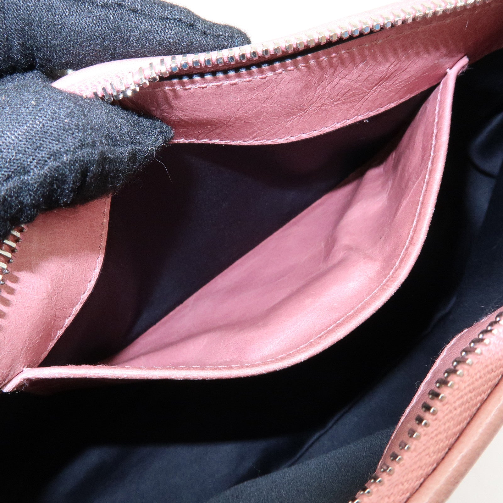 MIU MIU Side Ribbon Leather Shoulder Bag Hand Bag Pink RR1892