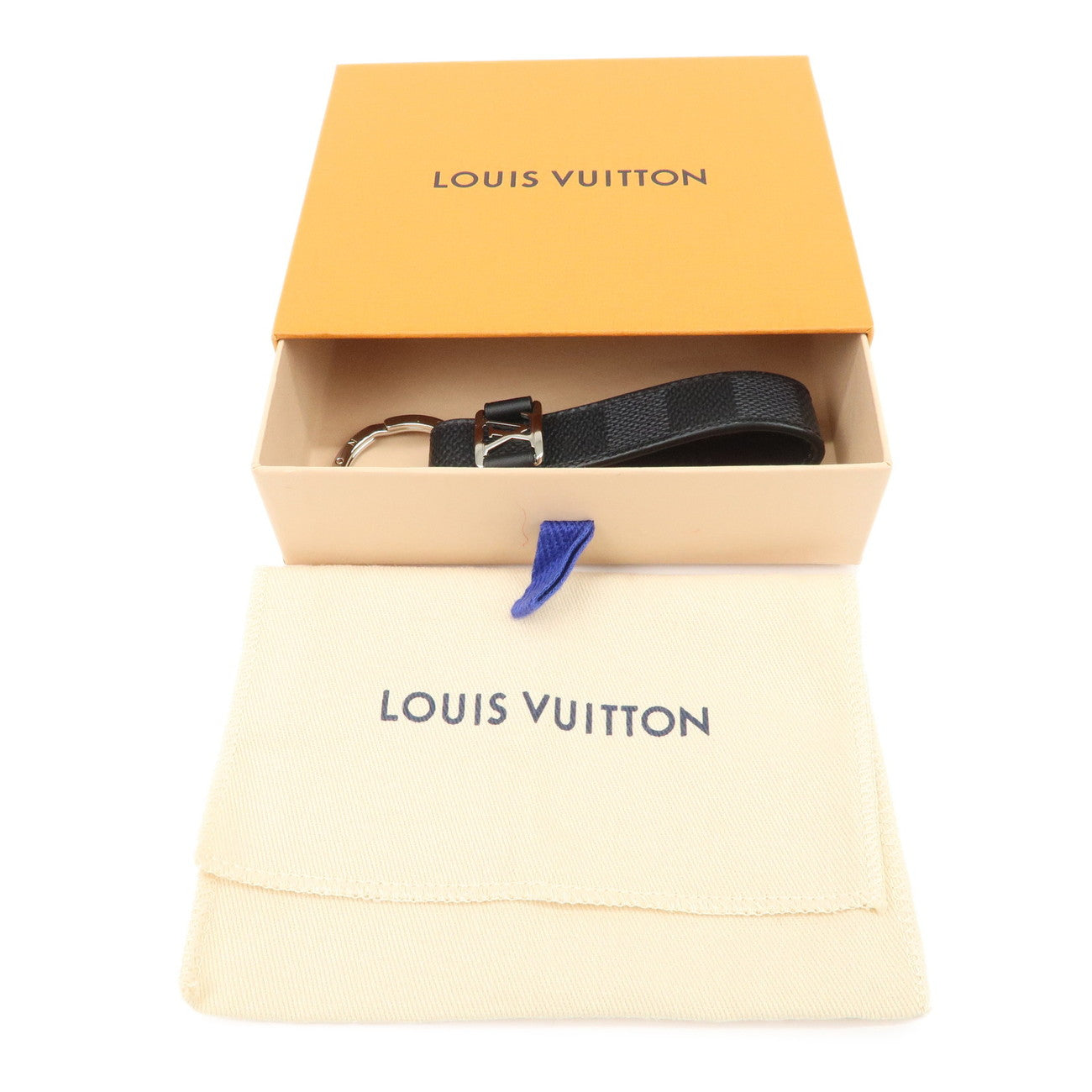 Louis Vuitton Damier Graphite Dragonne Key Chain Charm Grey M62706